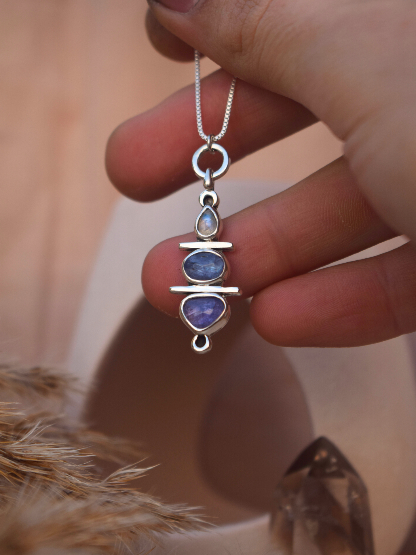 Lavara Necklace - Moonstone , Tanzanite