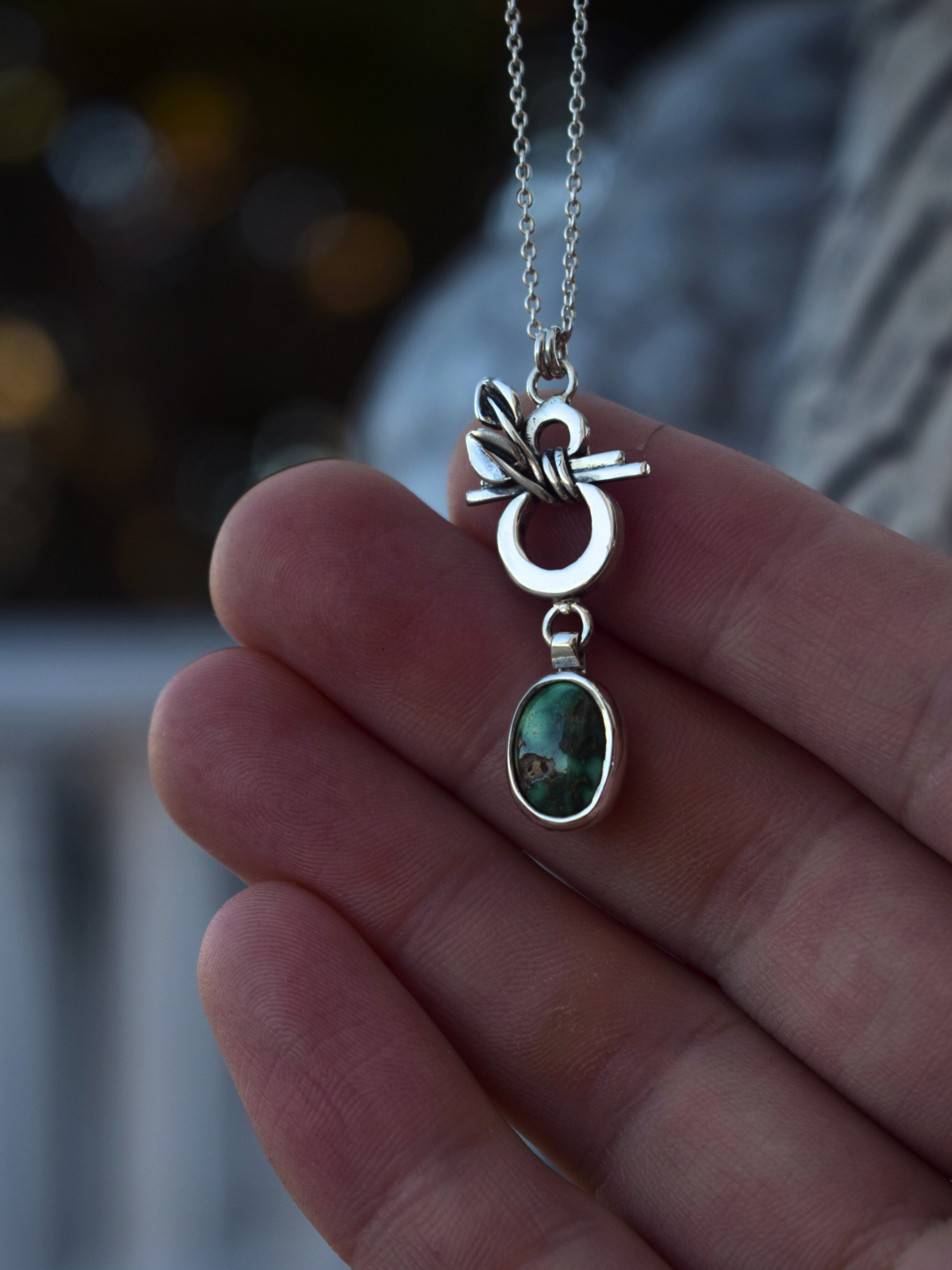 Sonoran Turquoise Prayer Stone Necklace