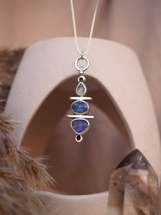 Lavara Necklace - Moonstone , Tanzanite