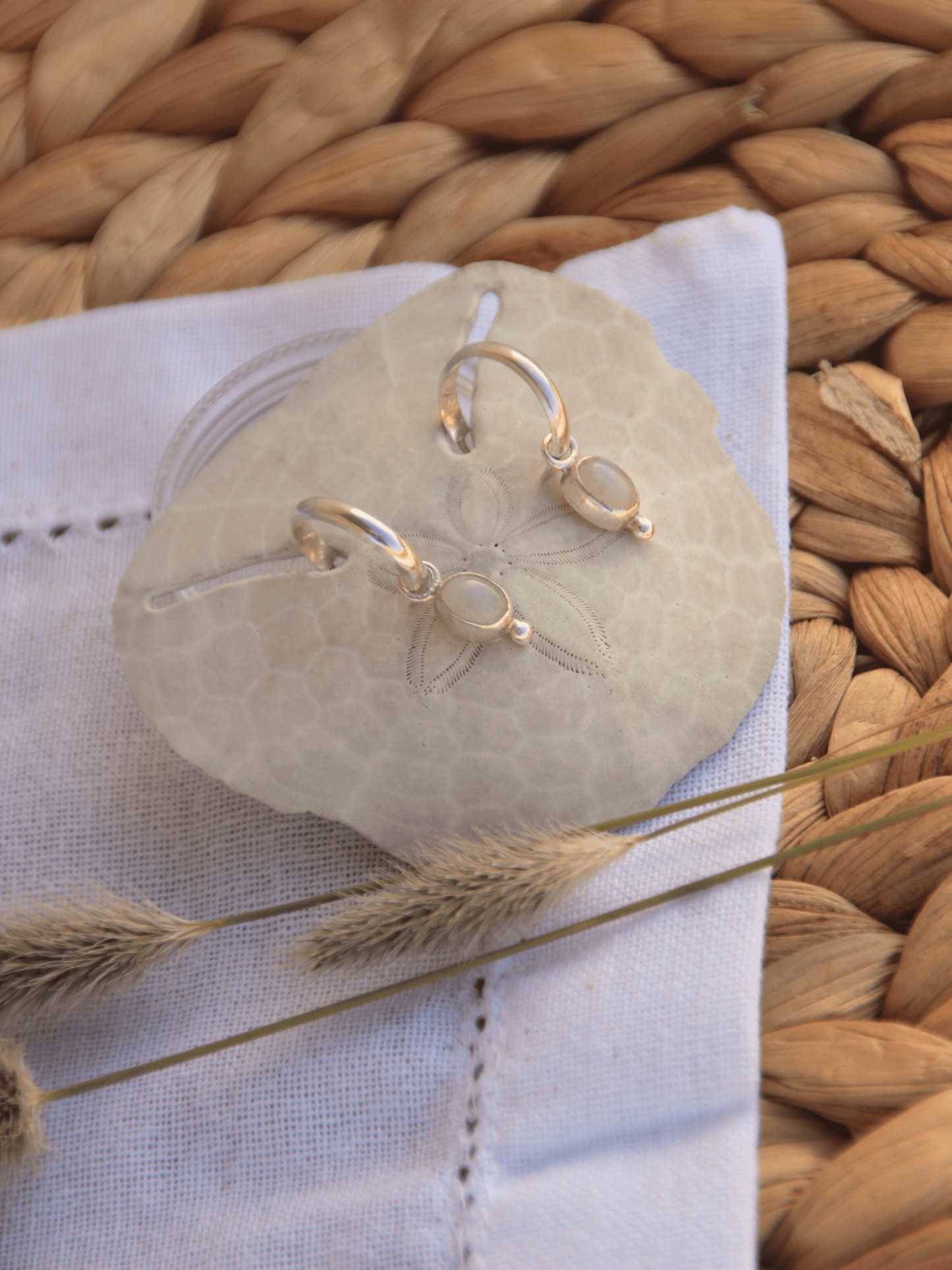 Hoops with Moonstone Charms