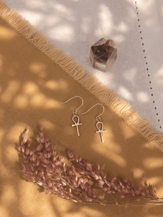 Sterling Silver Ankh Earrings