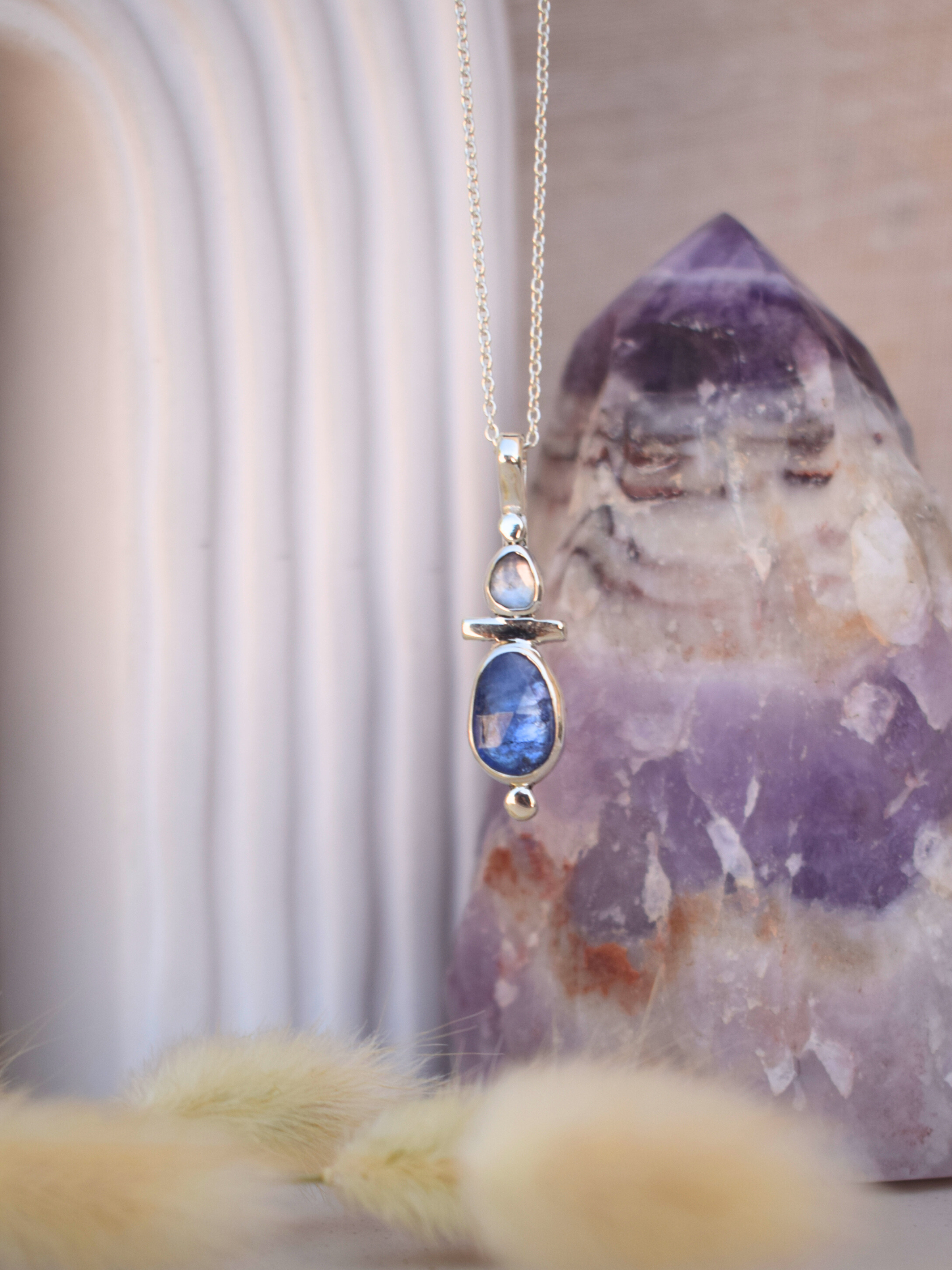 Duality Pendant - Tanzanite , Spinel