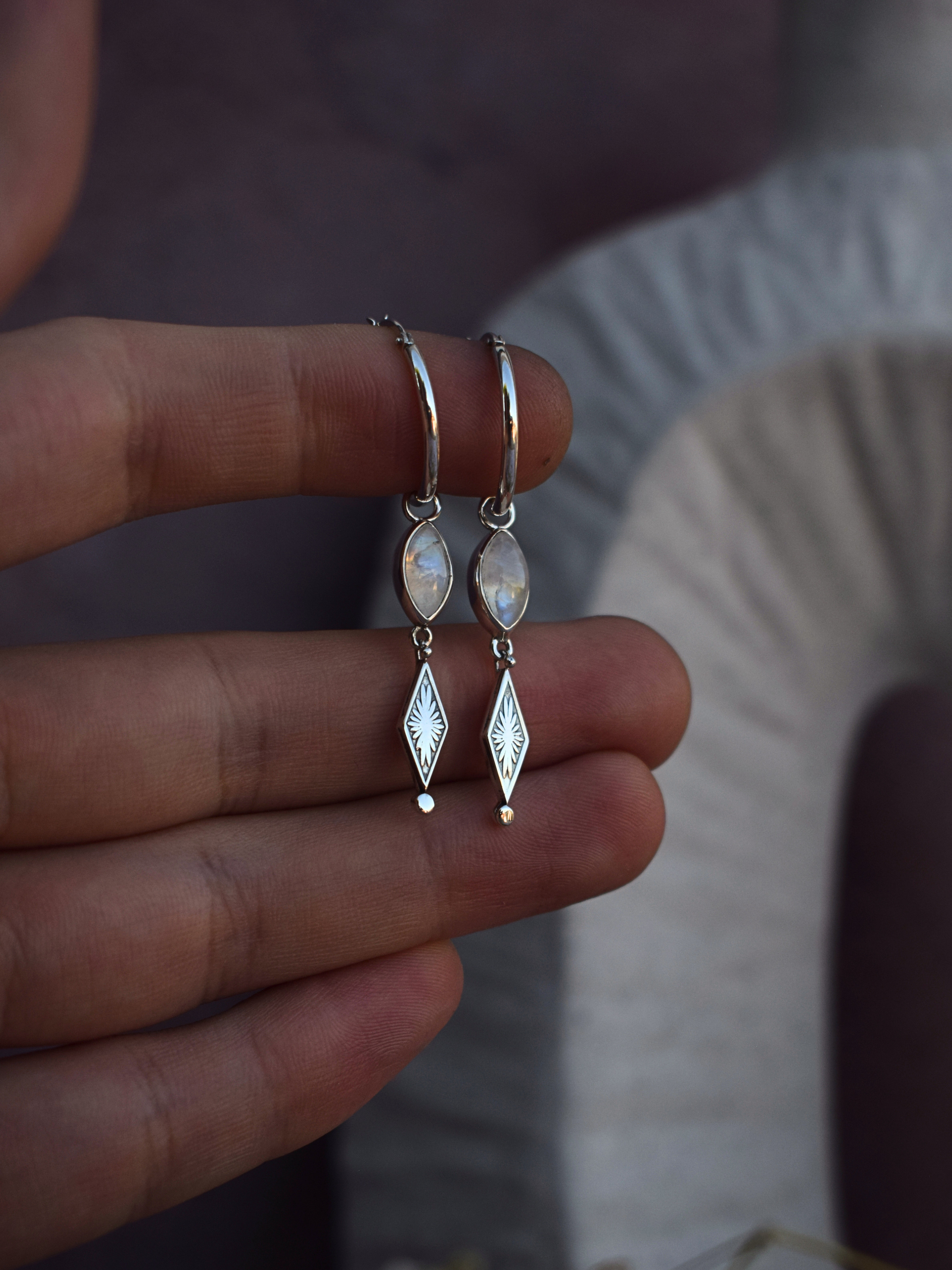 The Witness of Light Earrings — Moonstone