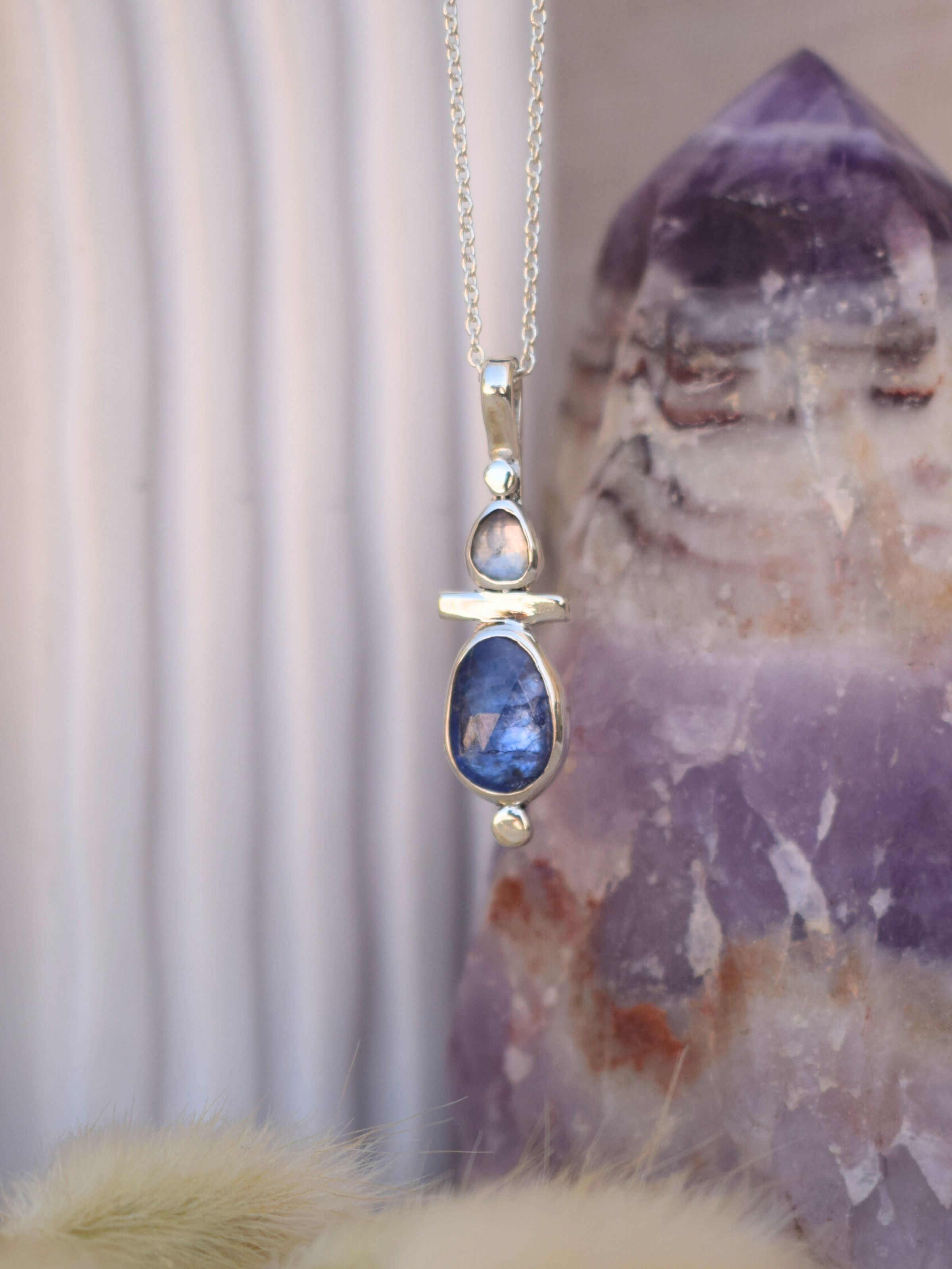 Duality Pendant - Tanzanite , Spinel