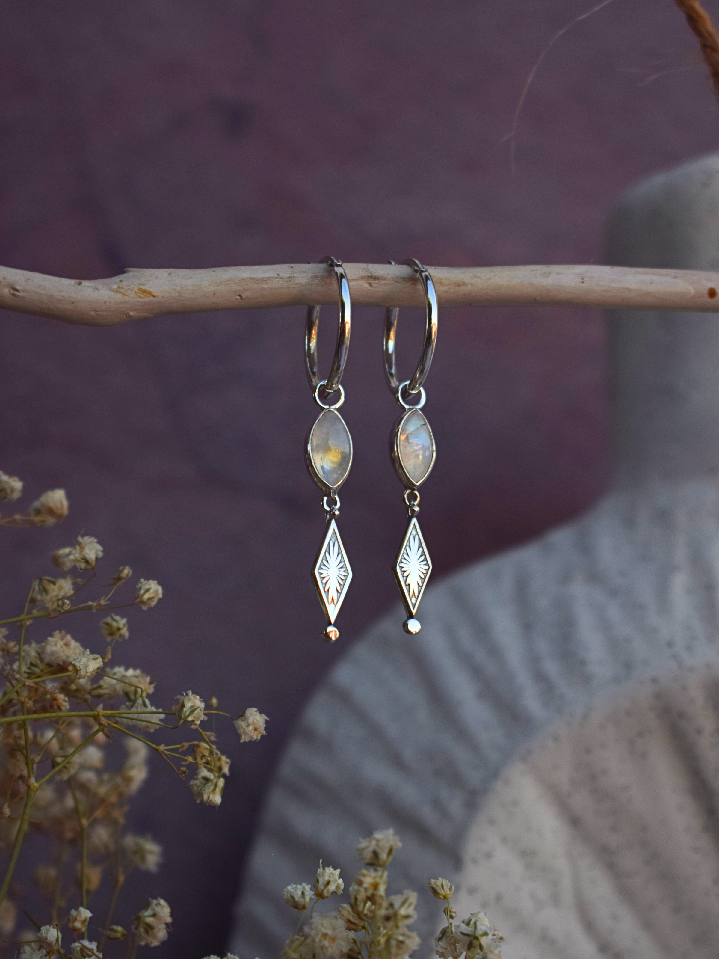 The Witness of Light Earrings — Moonstone