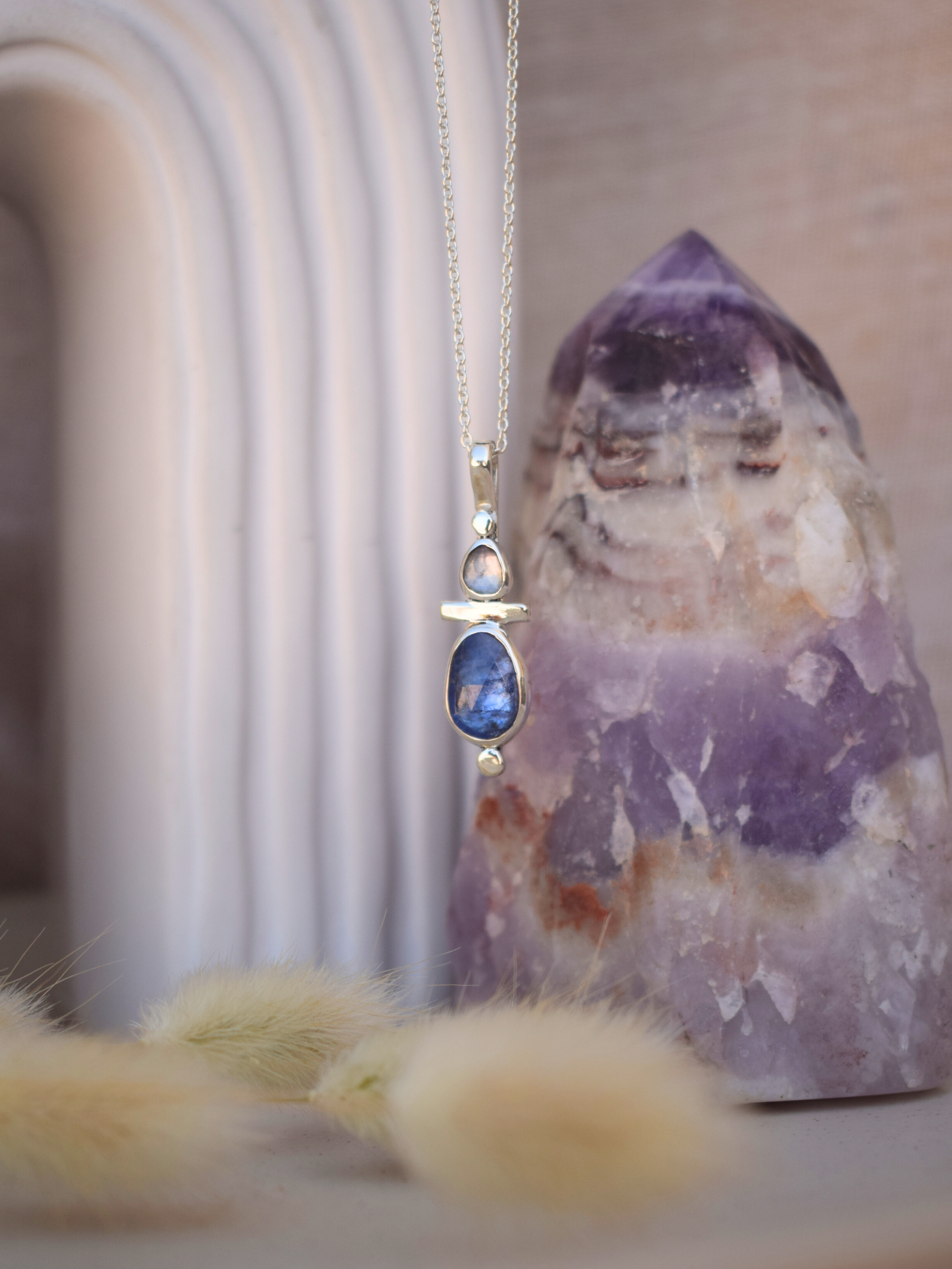 Duality Pendant - Tanzanite , Spinel