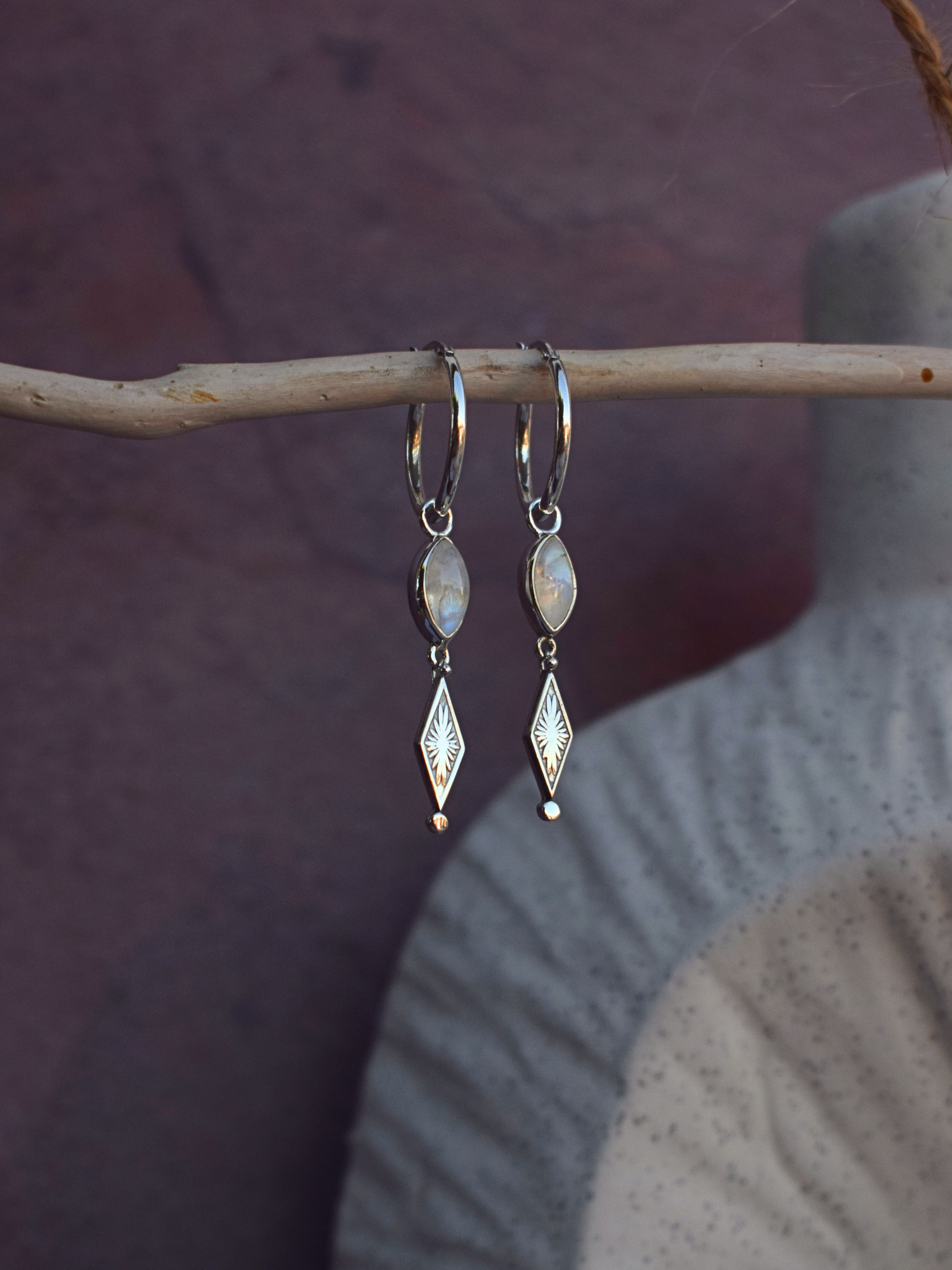 The Witness of Light Earrings — Moonstone
