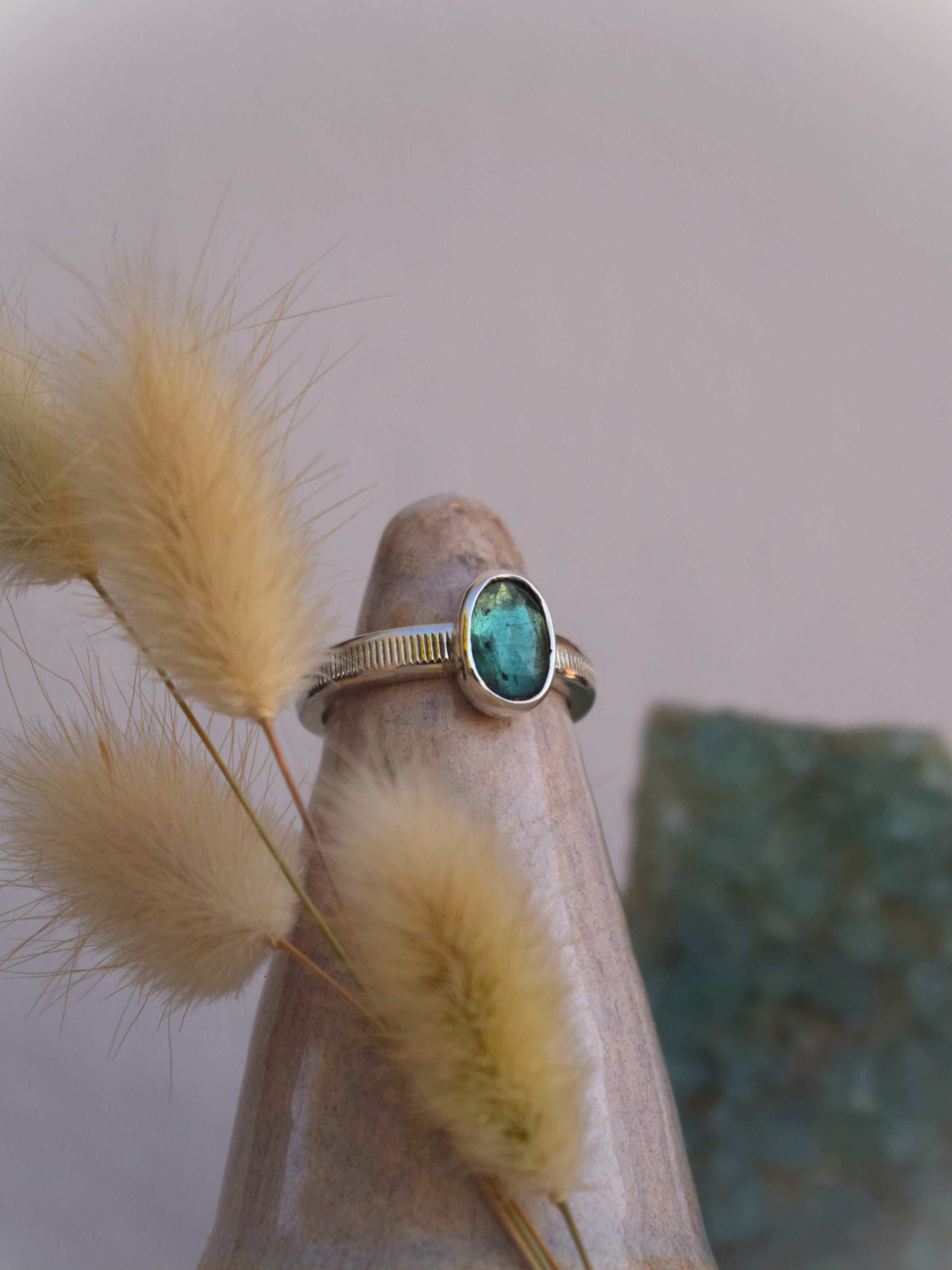 Rooted Ring - Emerald Green Kyanite