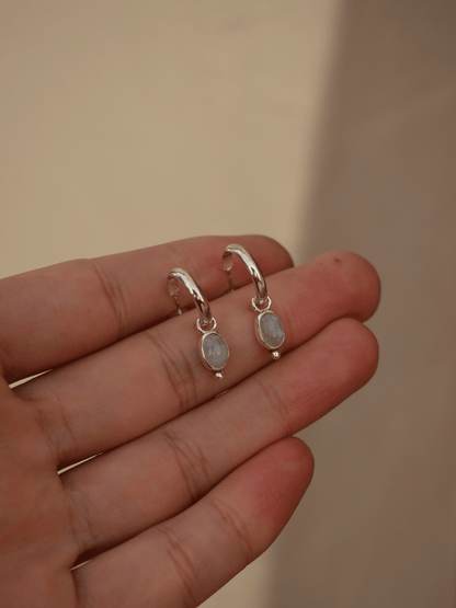 Hoops with Moonstone Charms