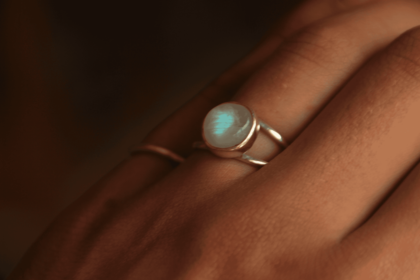 Rainbow Moonstone Ring Sterling Silver - Beyond Earth