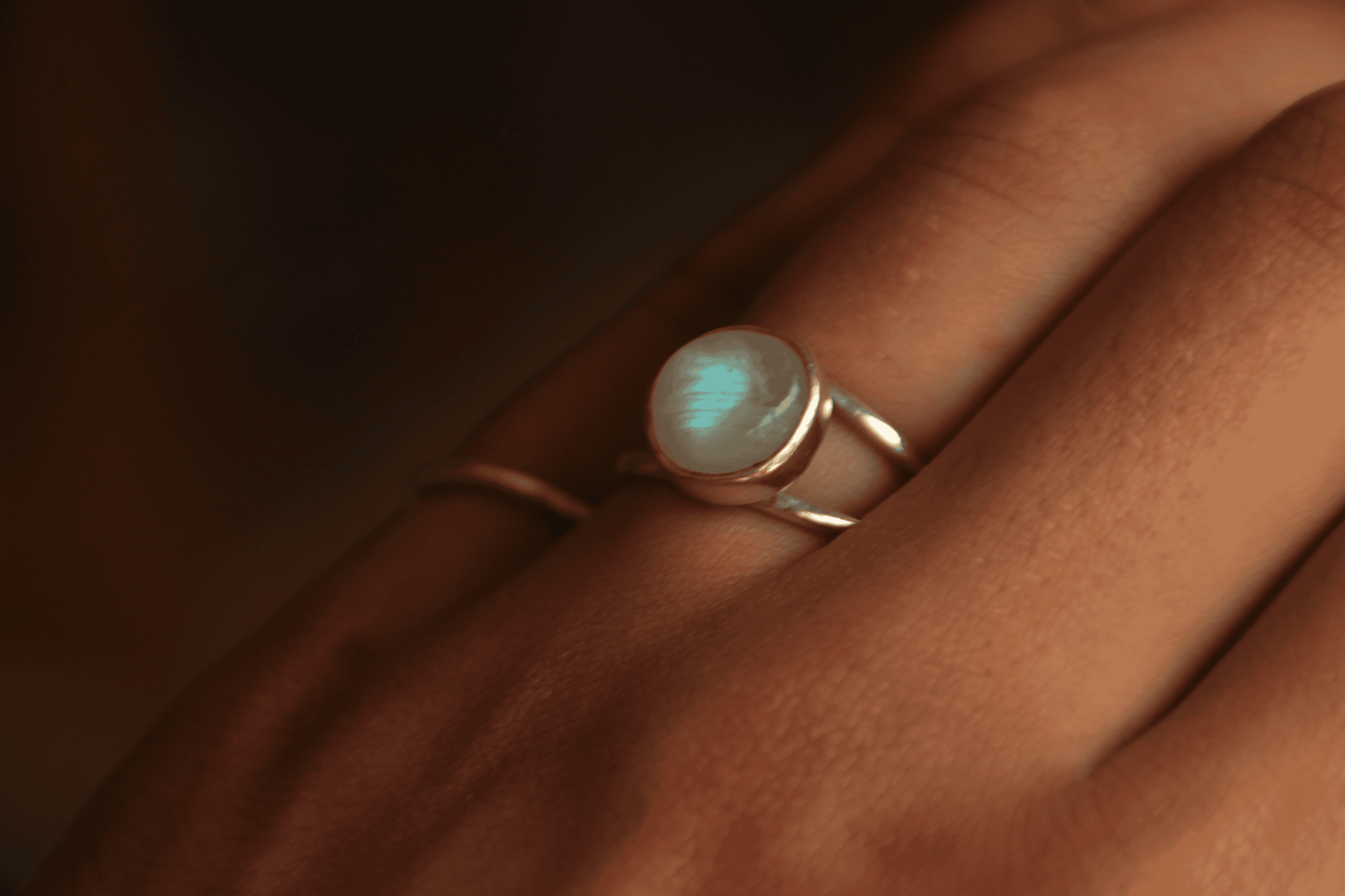 Rainbow Moonstone Ring Sterling Silver - Beyond Earth