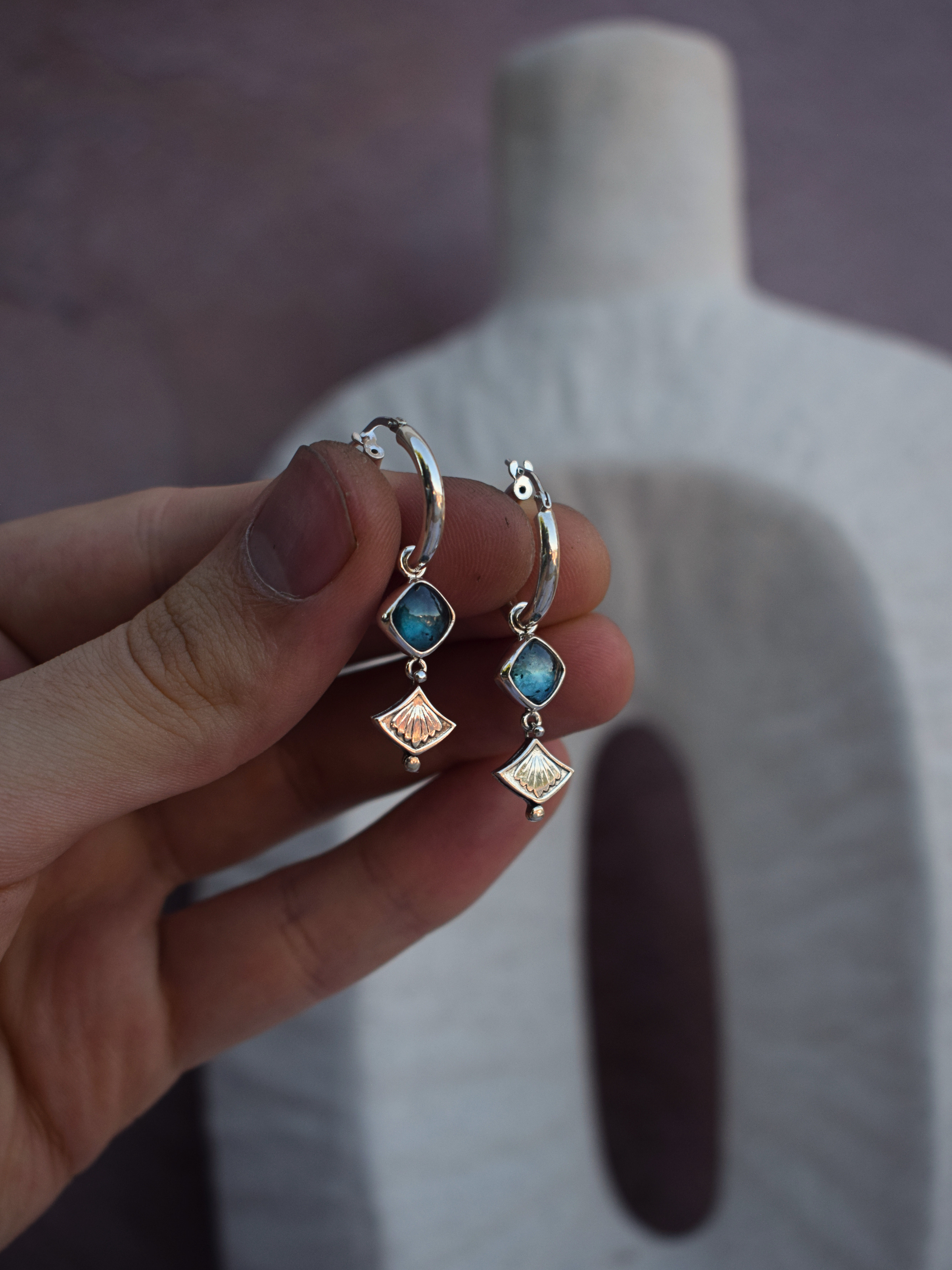 The True North Earrings — Teal Kyanite