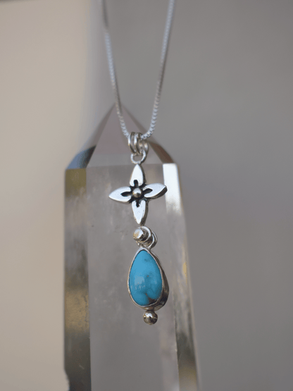 Bloom Pendant - Turquoise and Sterling Silver Necklace