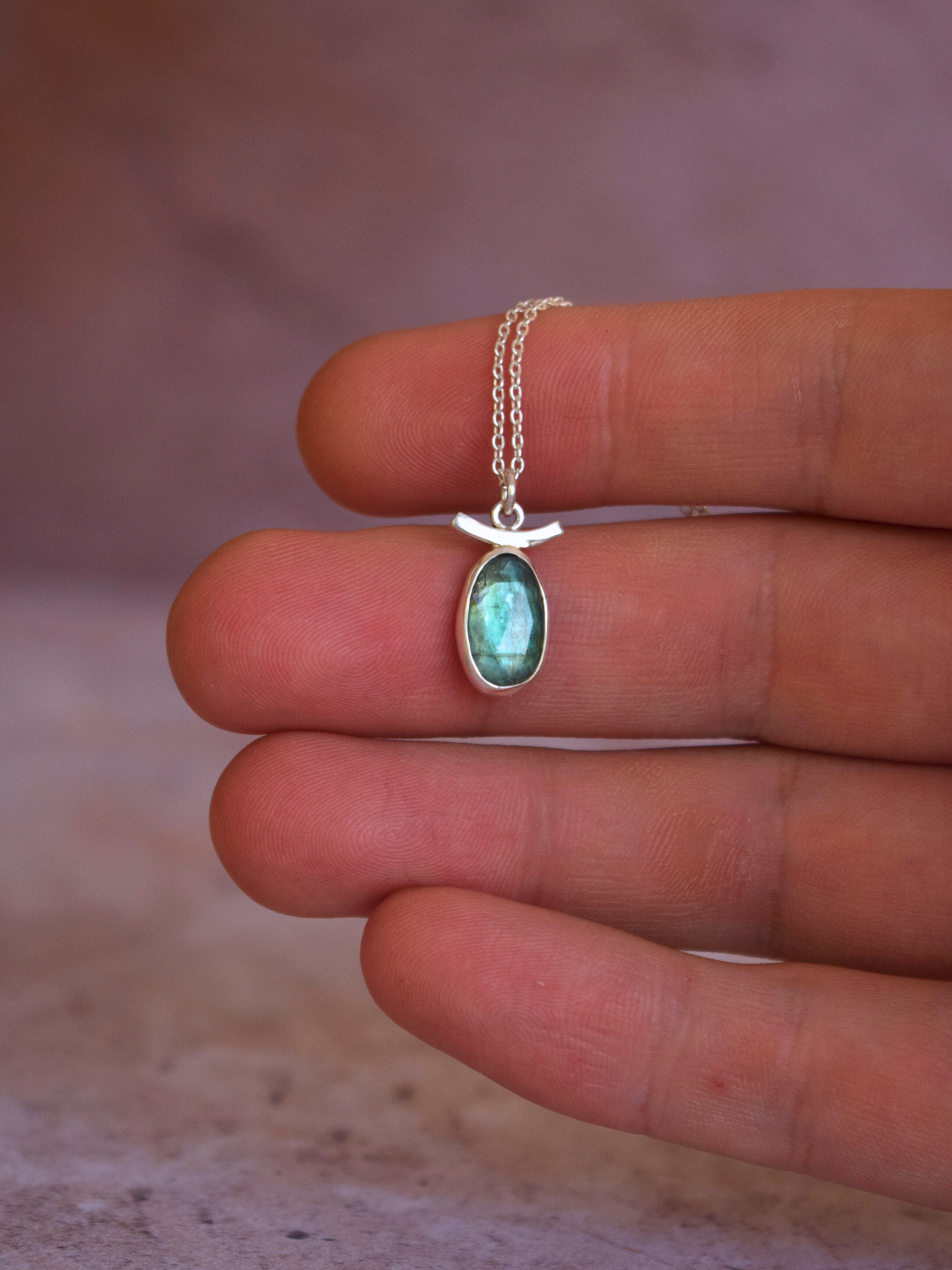 Haven Necklace II  - Emerald Green Kyanite