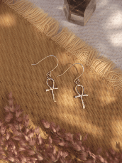 Sterling Silver Ankh Earrings