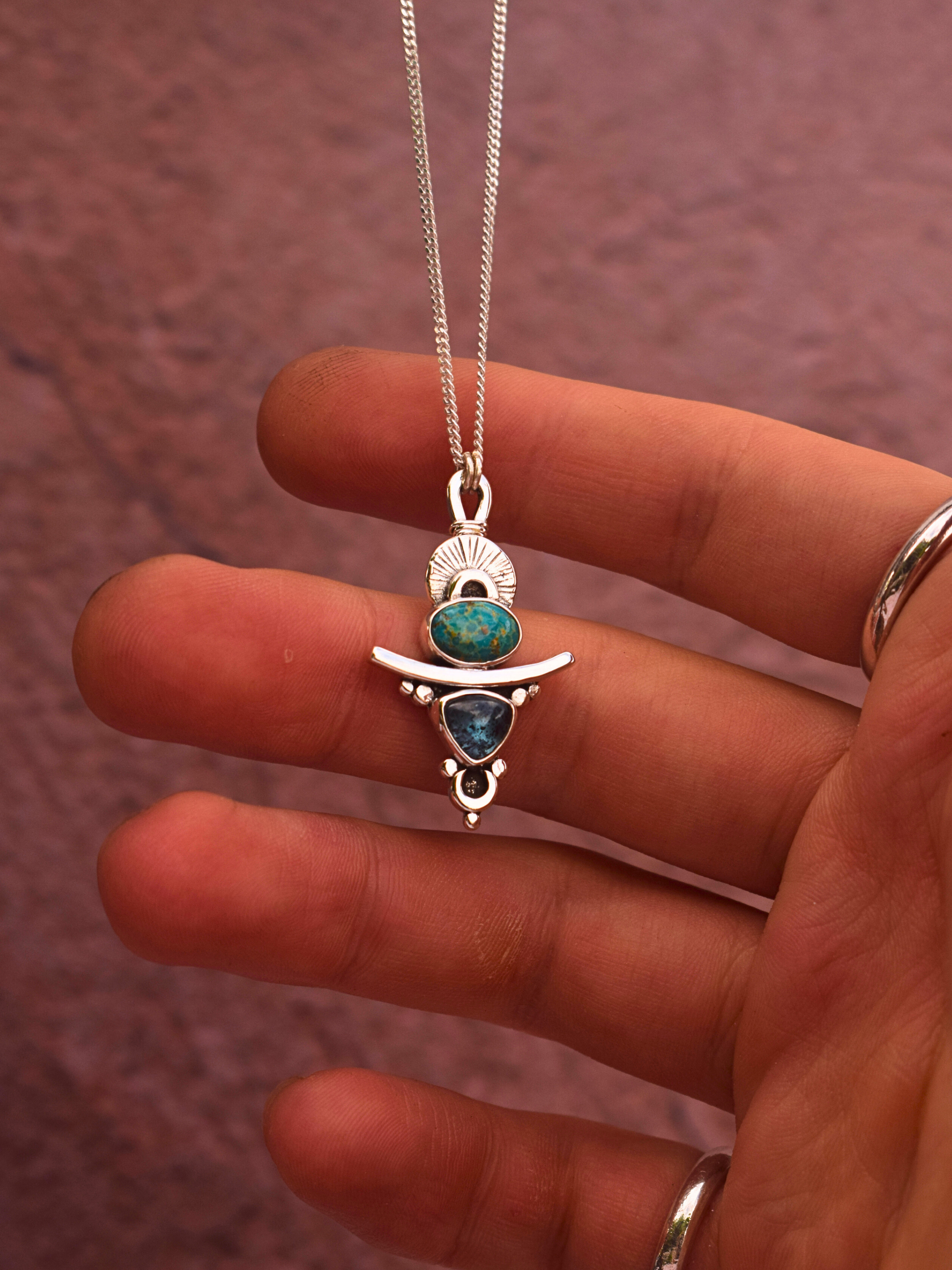 Rising Light Necklace - Turquoise and Kyanite