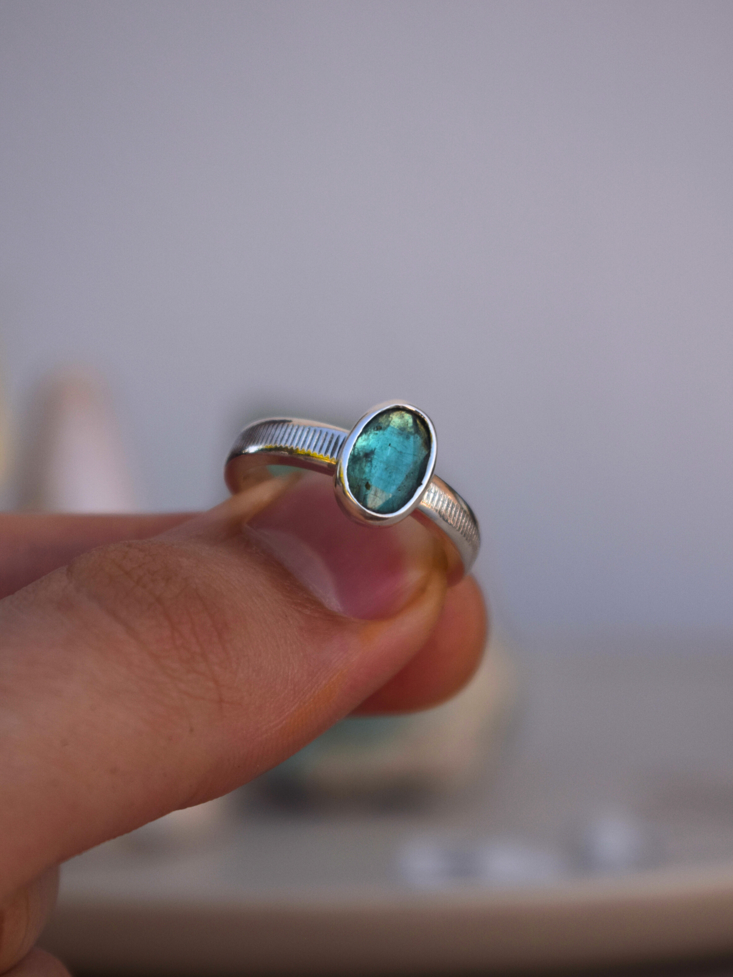 Rooted Ring - Emerald Green Kyanite