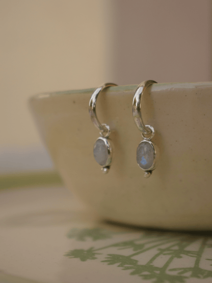 Hoops with Moonstone Charms