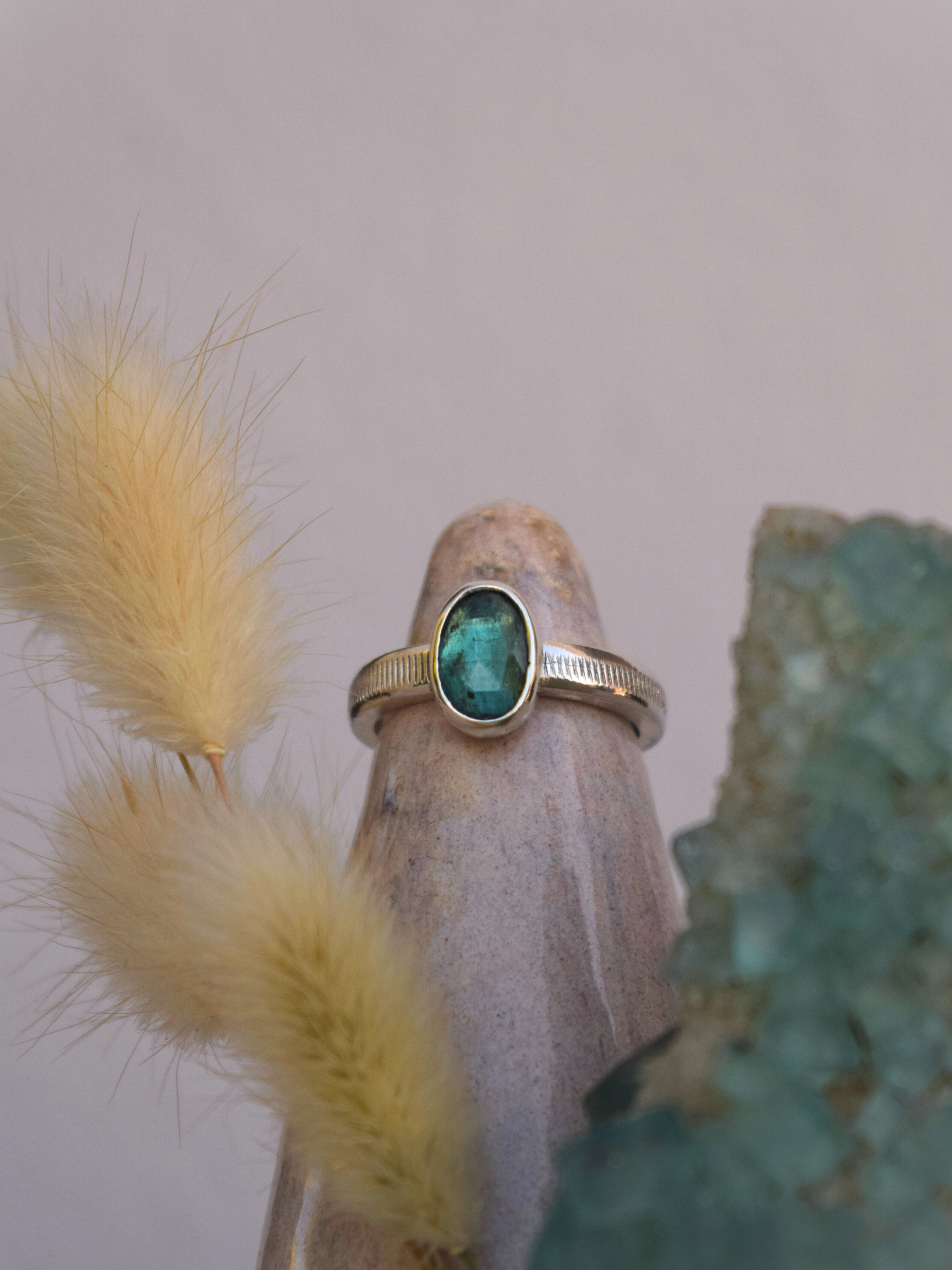 Rooted Ring - Emerald Green Kyanite