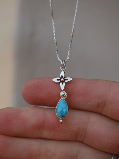 Bloom Pendant - Turquoise and Sterling Silver Necklace