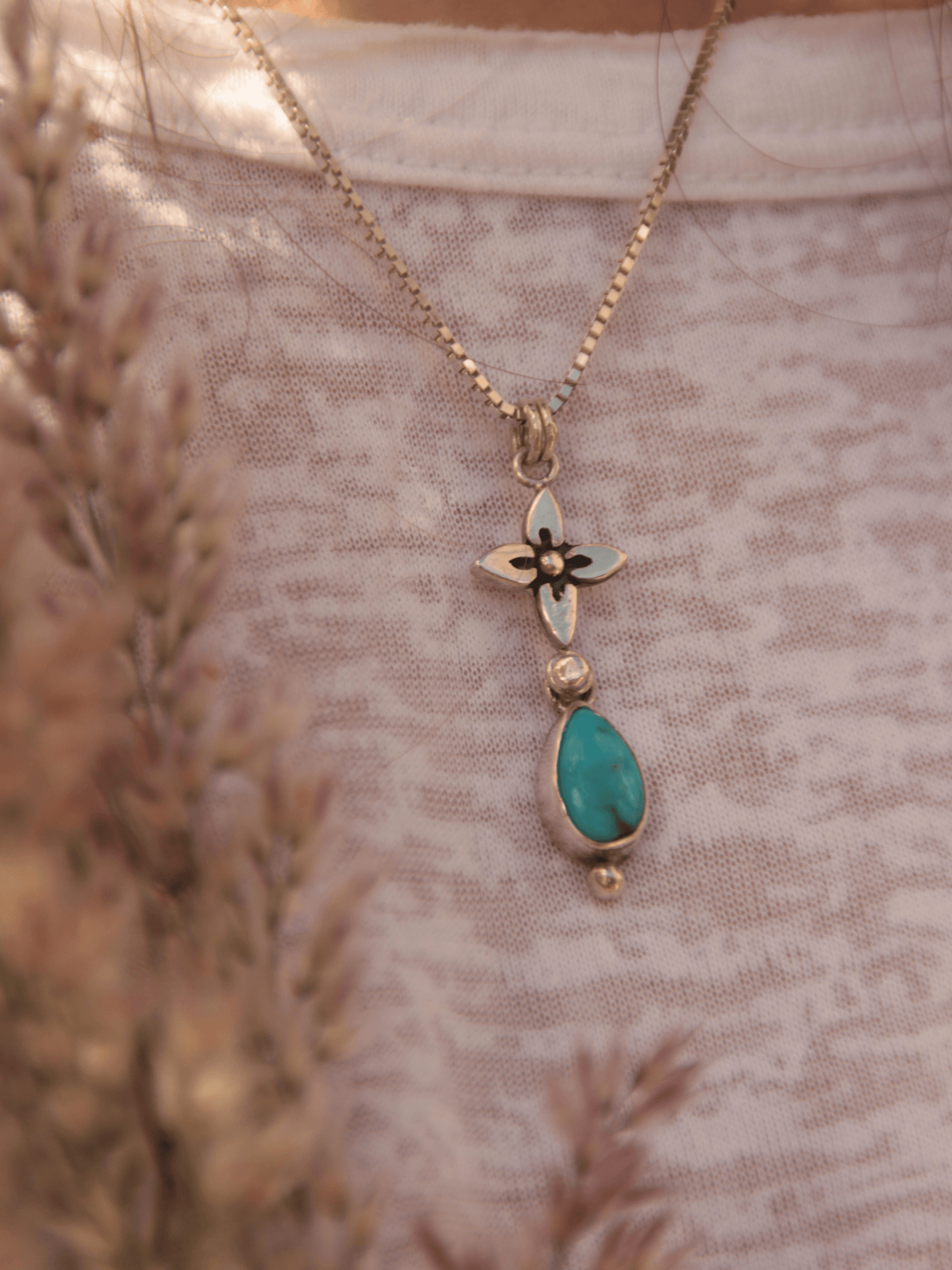 Bloom Pendant - Turquoise and Sterling Silver Necklace