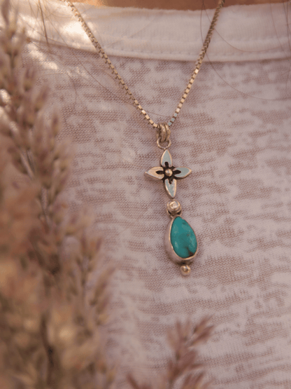 Bloom Pendant - Turquoise and Sterling Silver Necklace