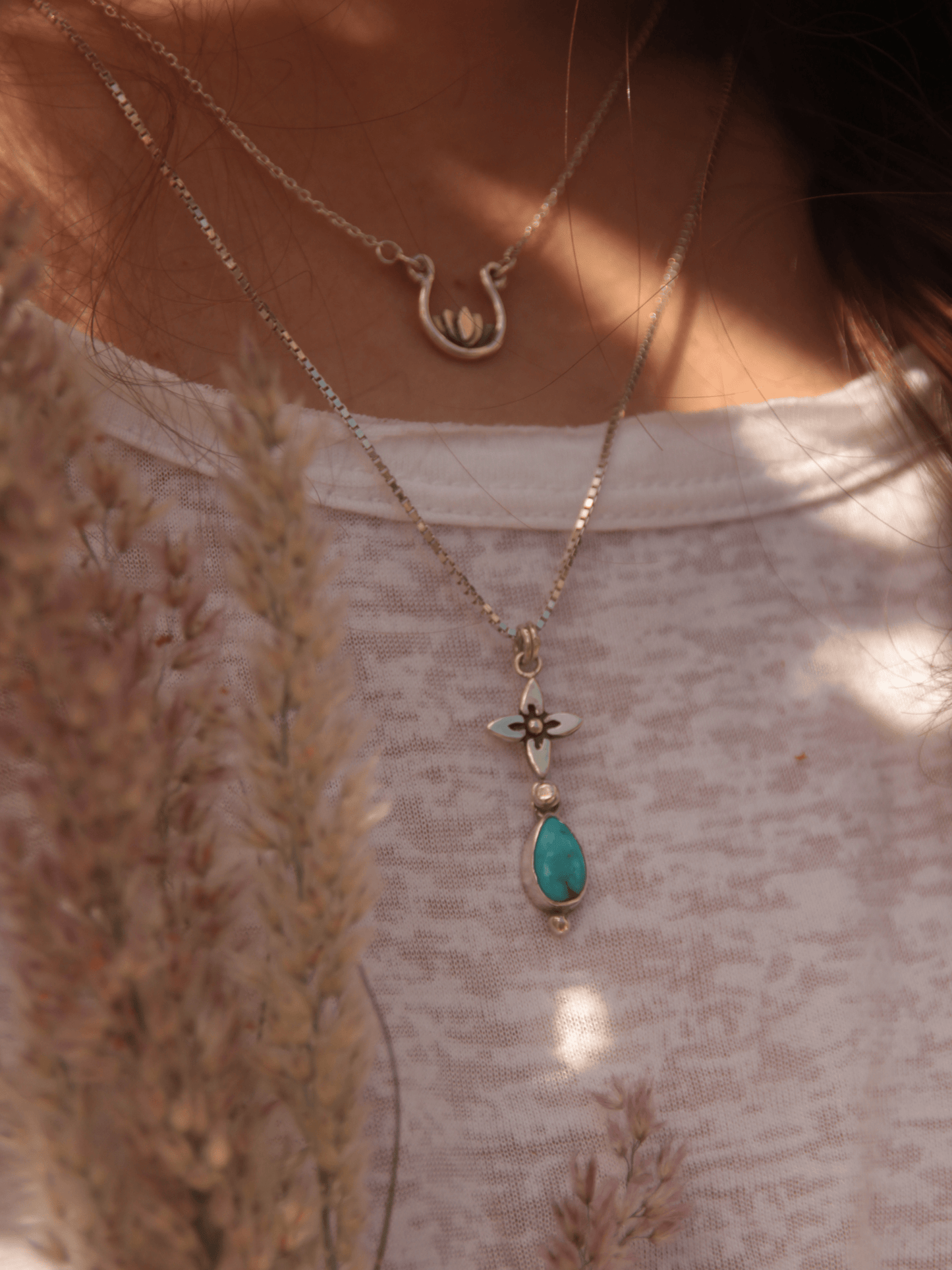 Bloom Pendant - Turquoise and Sterling Silver Necklace