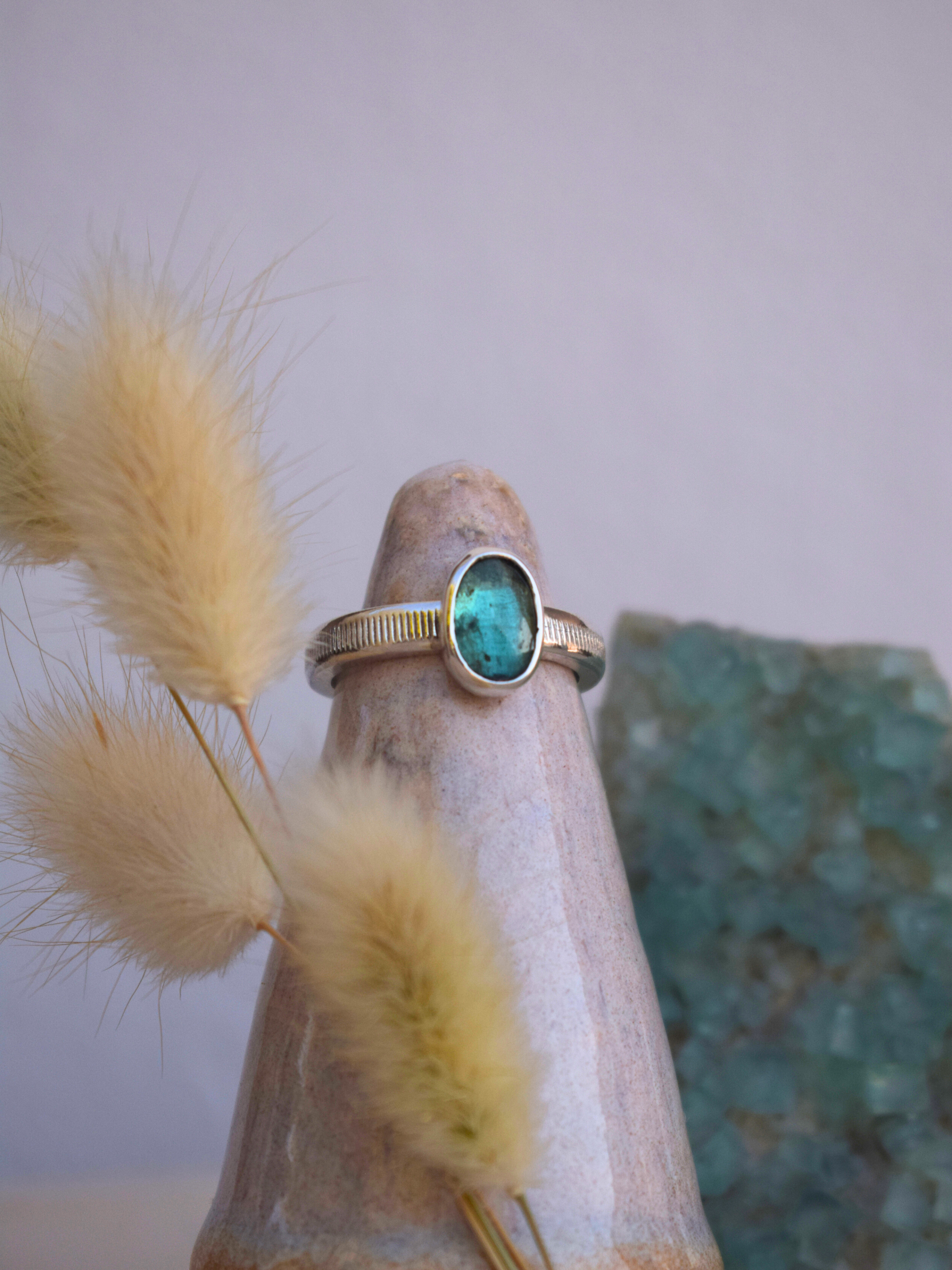 Rooted Ring - Emerald Green Kyanite