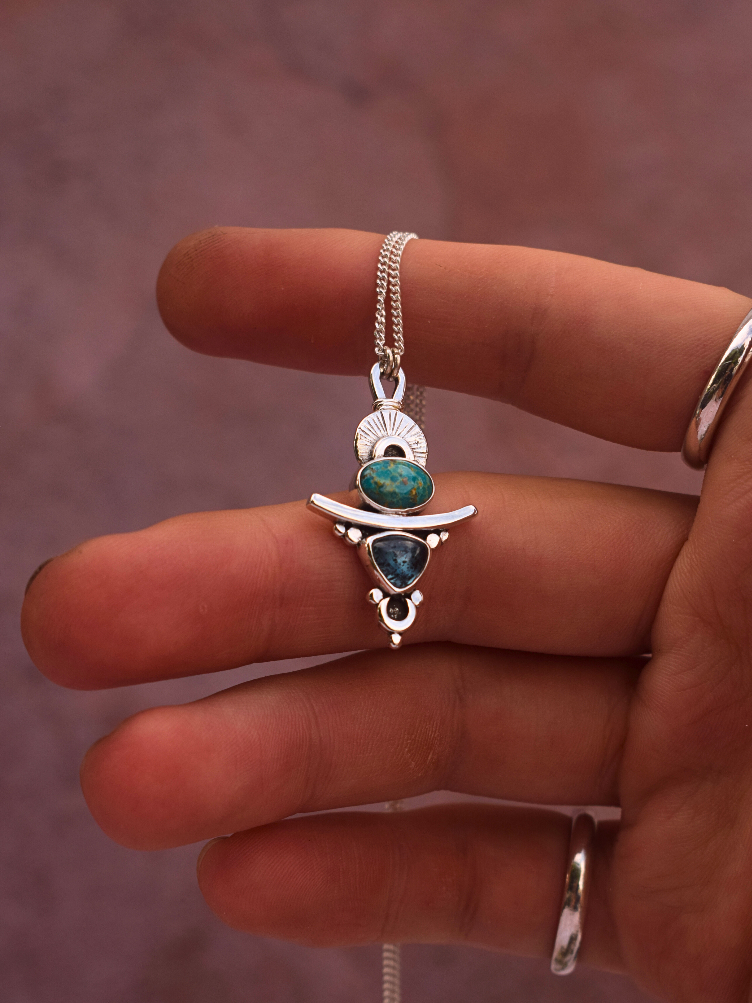 Rising Light Necklace - Turquoise and Kyanite