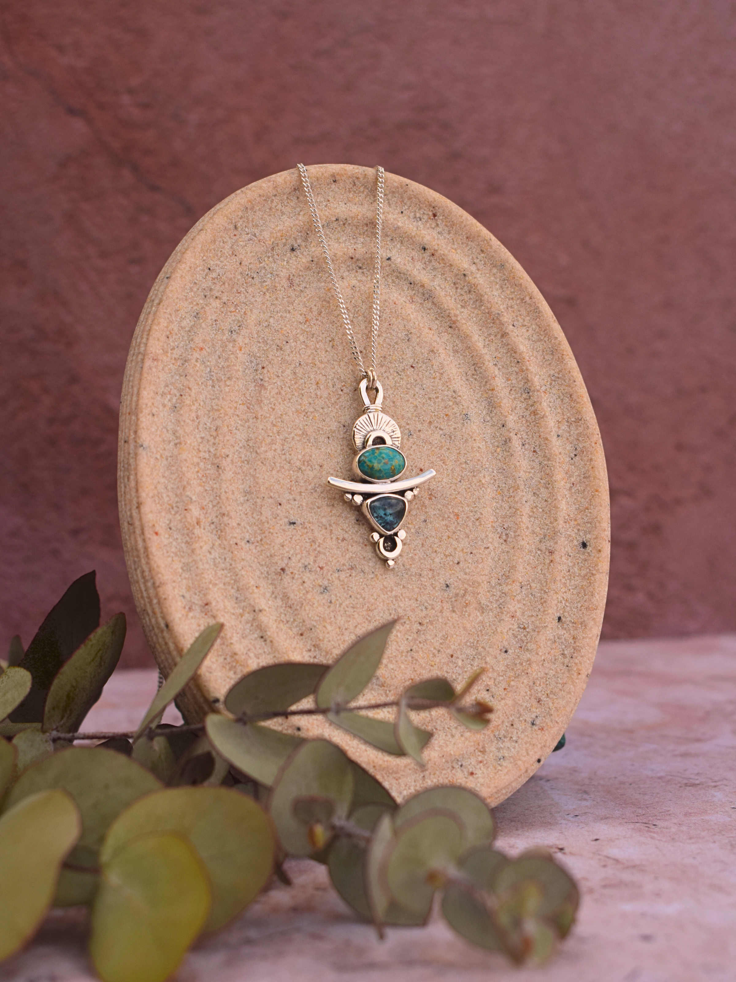 Rising Light Necklace - Turquoise and Kyanite