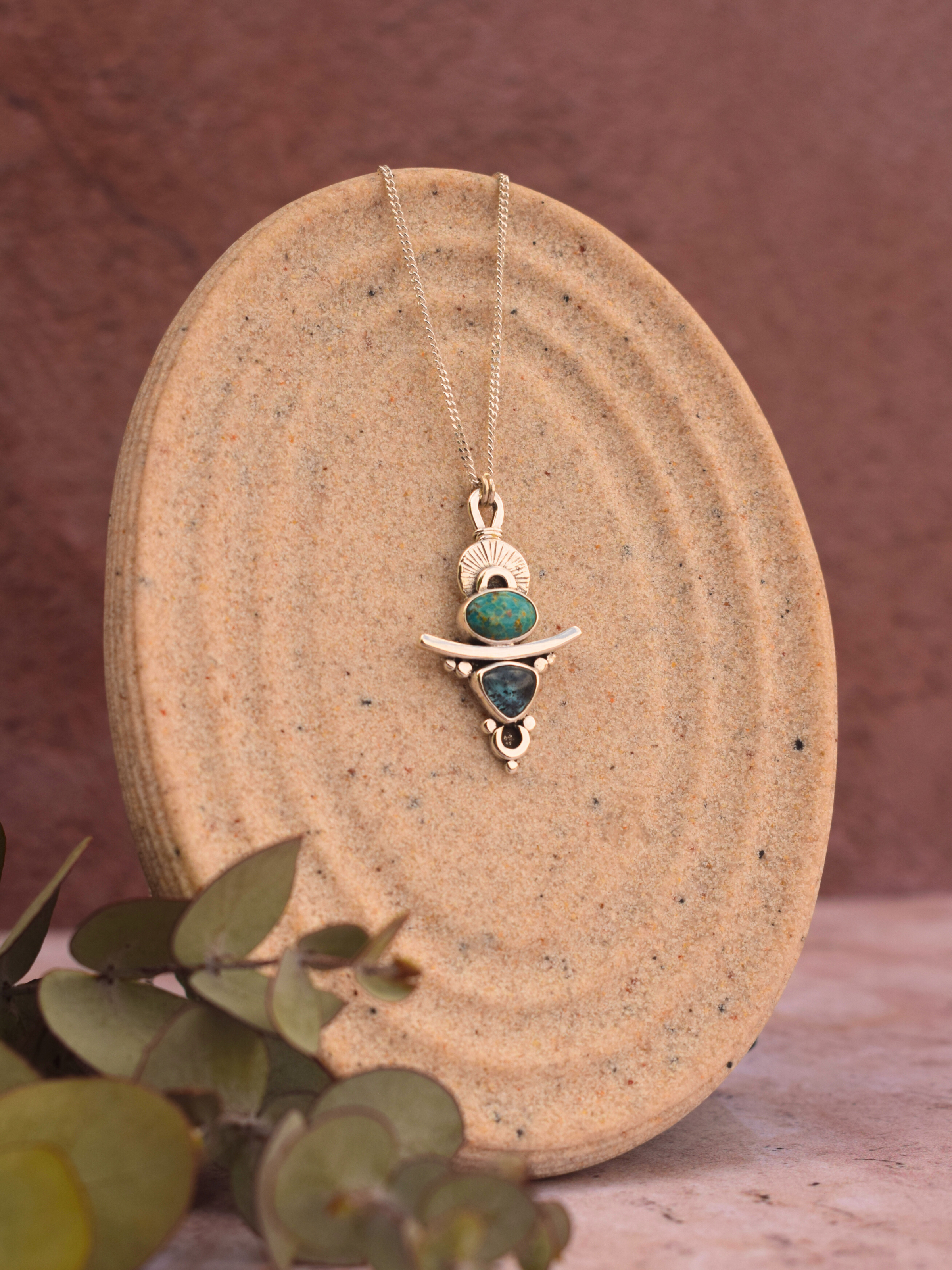 Rising Light Necklace - Turquoise and Kyanite