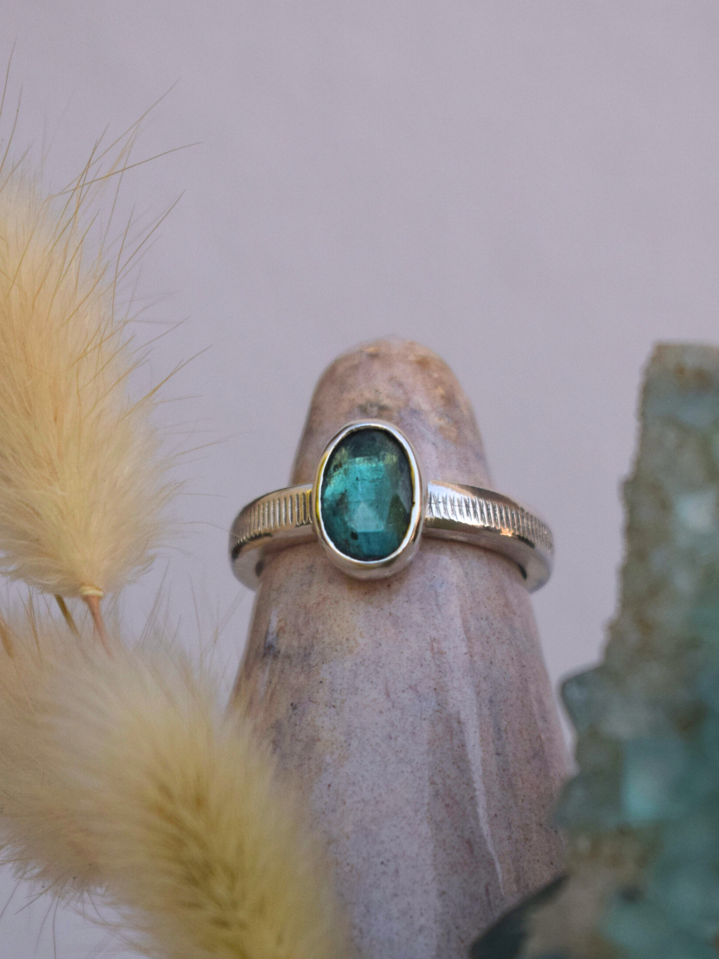 Rooted Ring - Emerald Green Kyanite
