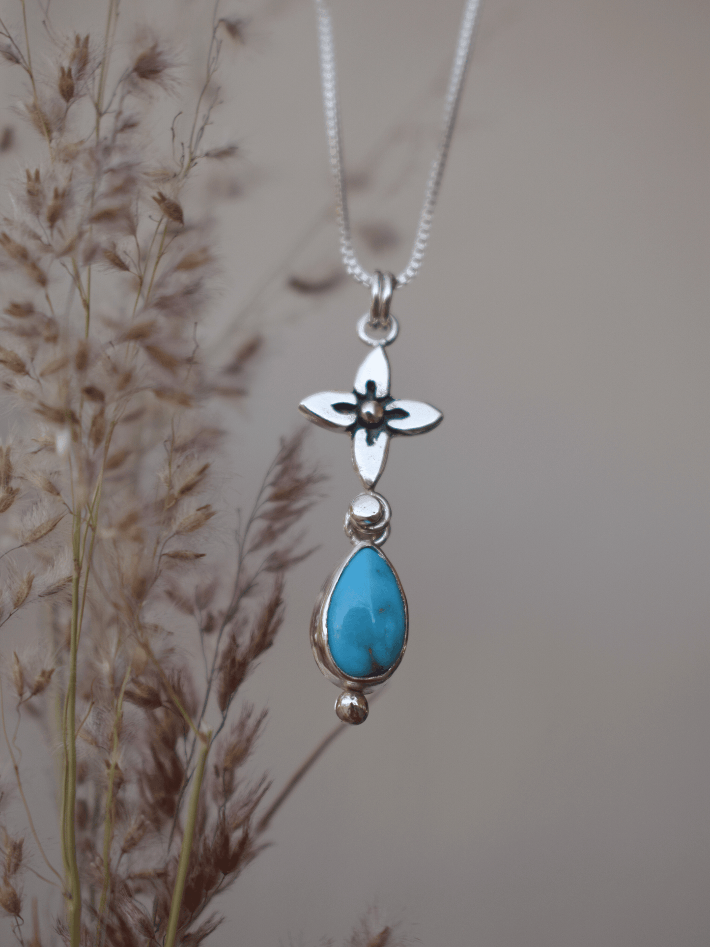 Bloom Pendant - Turquoise and Sterling Silver Necklace