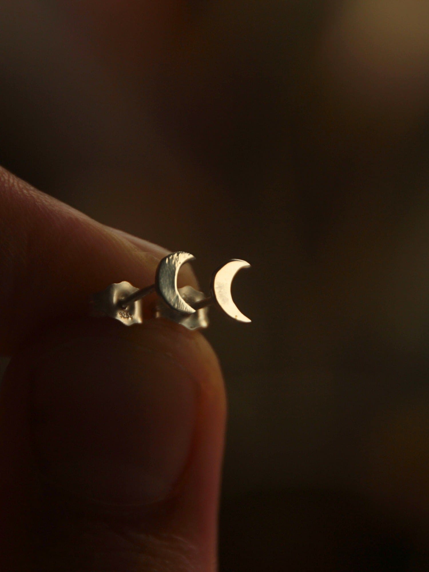 Silver Moon Stud Earrings - Beyond Earth