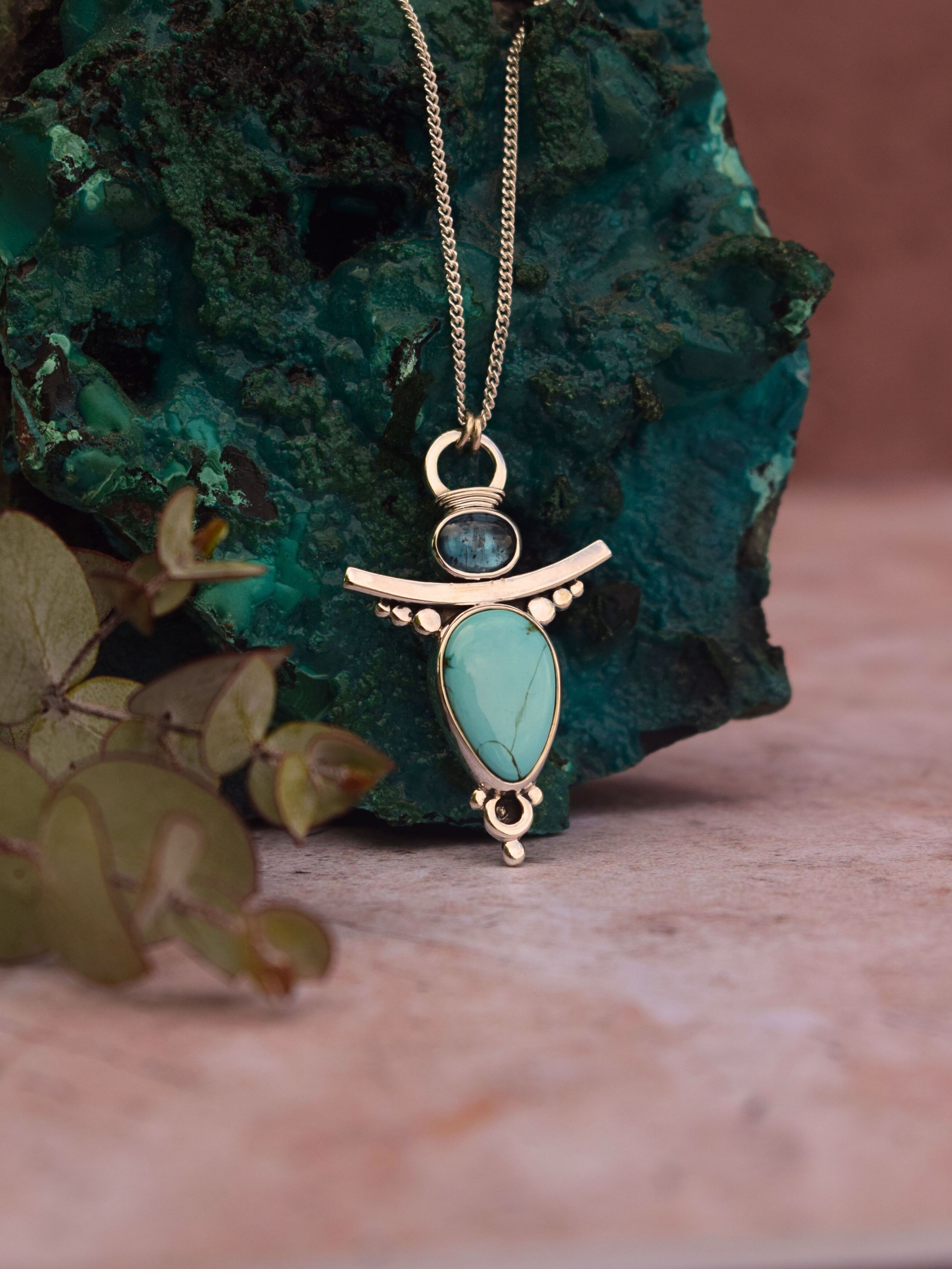 The Light Guardian Necklace - Royston Turquoise and Teal Kyanite