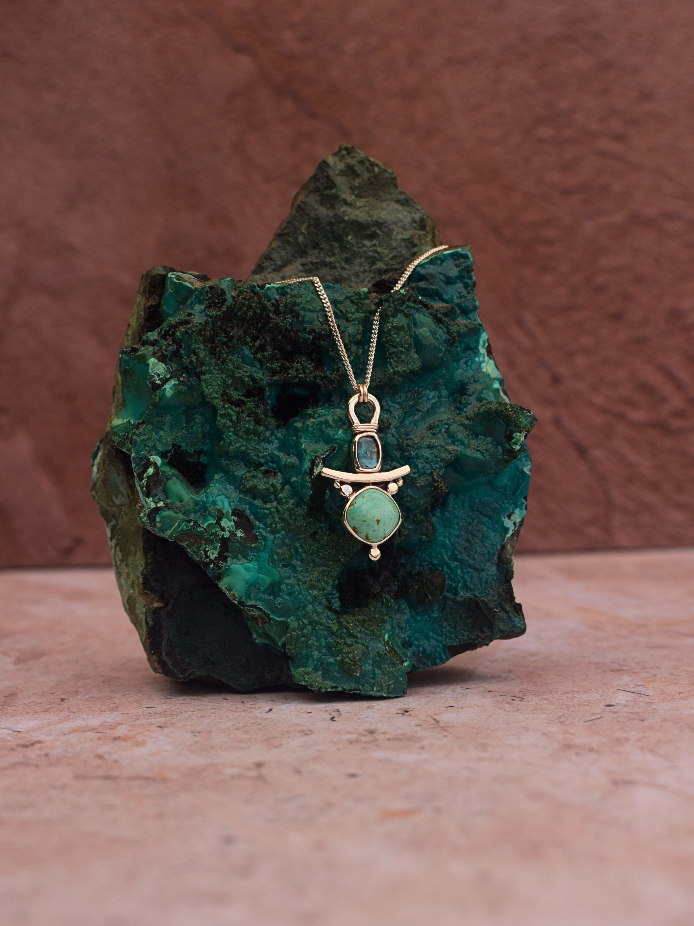 The Veda Guardian Pendant - Teal Kyanite and Turquoise