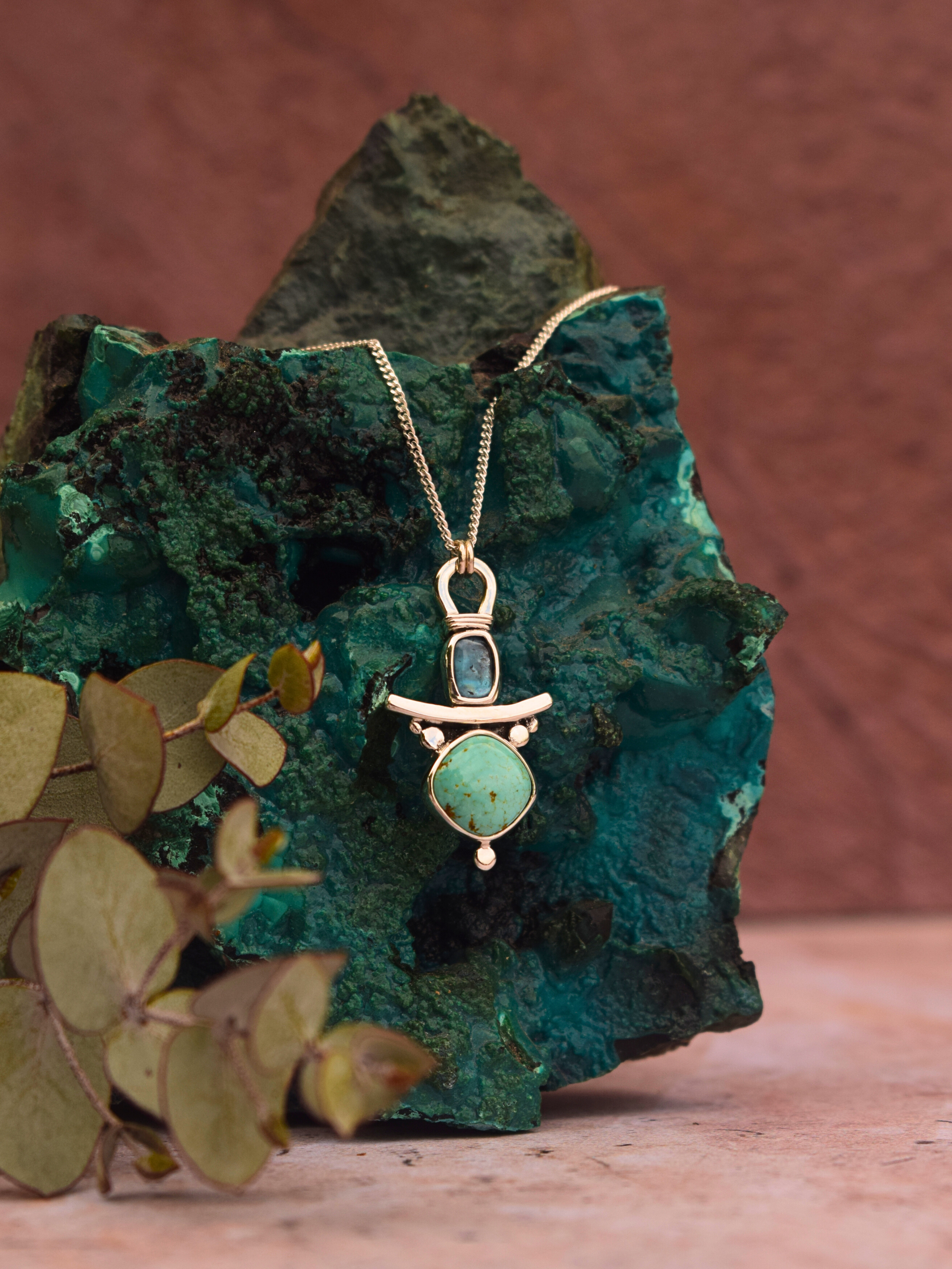 The Veda Guardian Pendant - Teal Kyanite and Turquoise