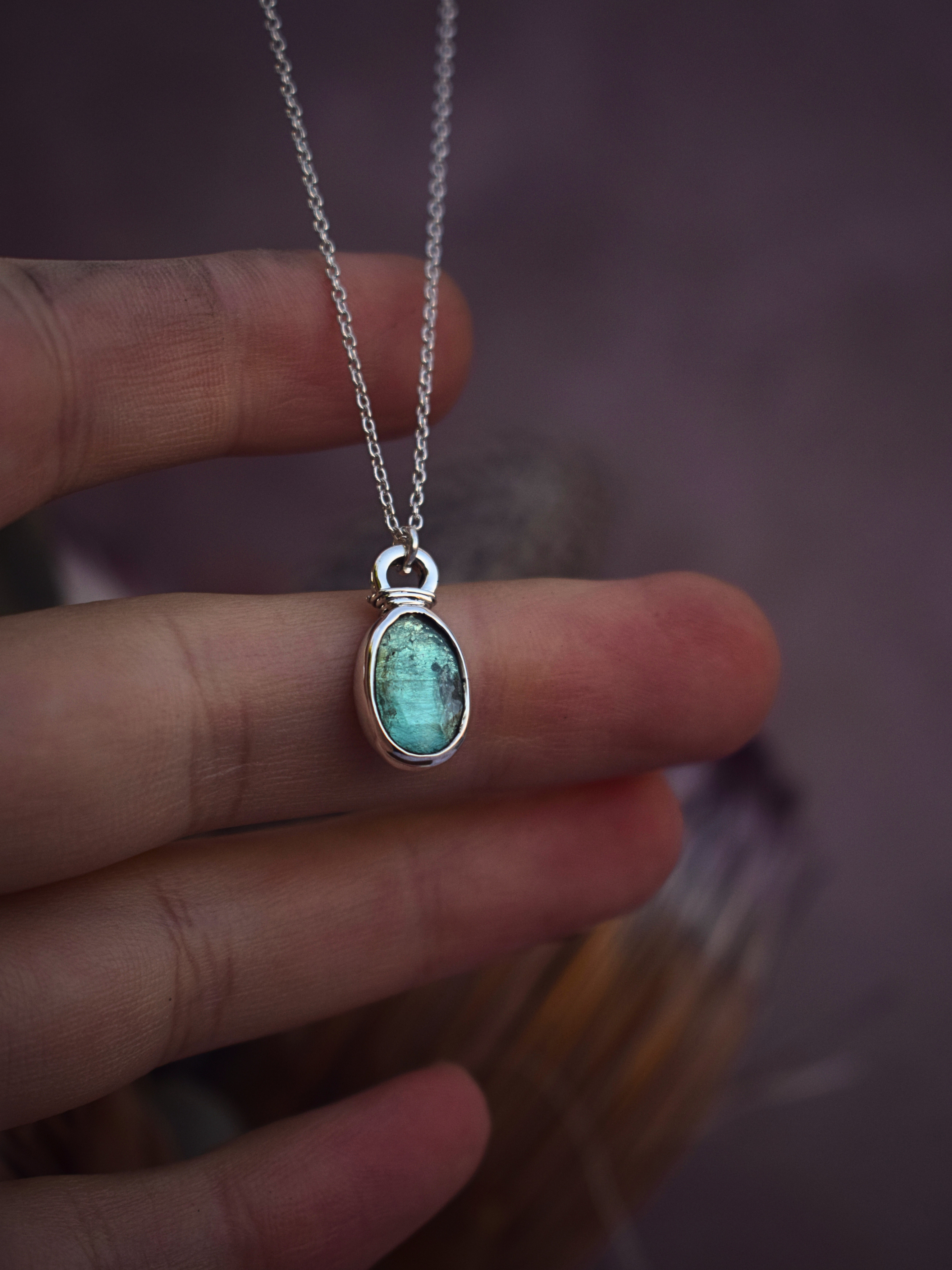 Vessel Necklace | Emerald Green Kyanite