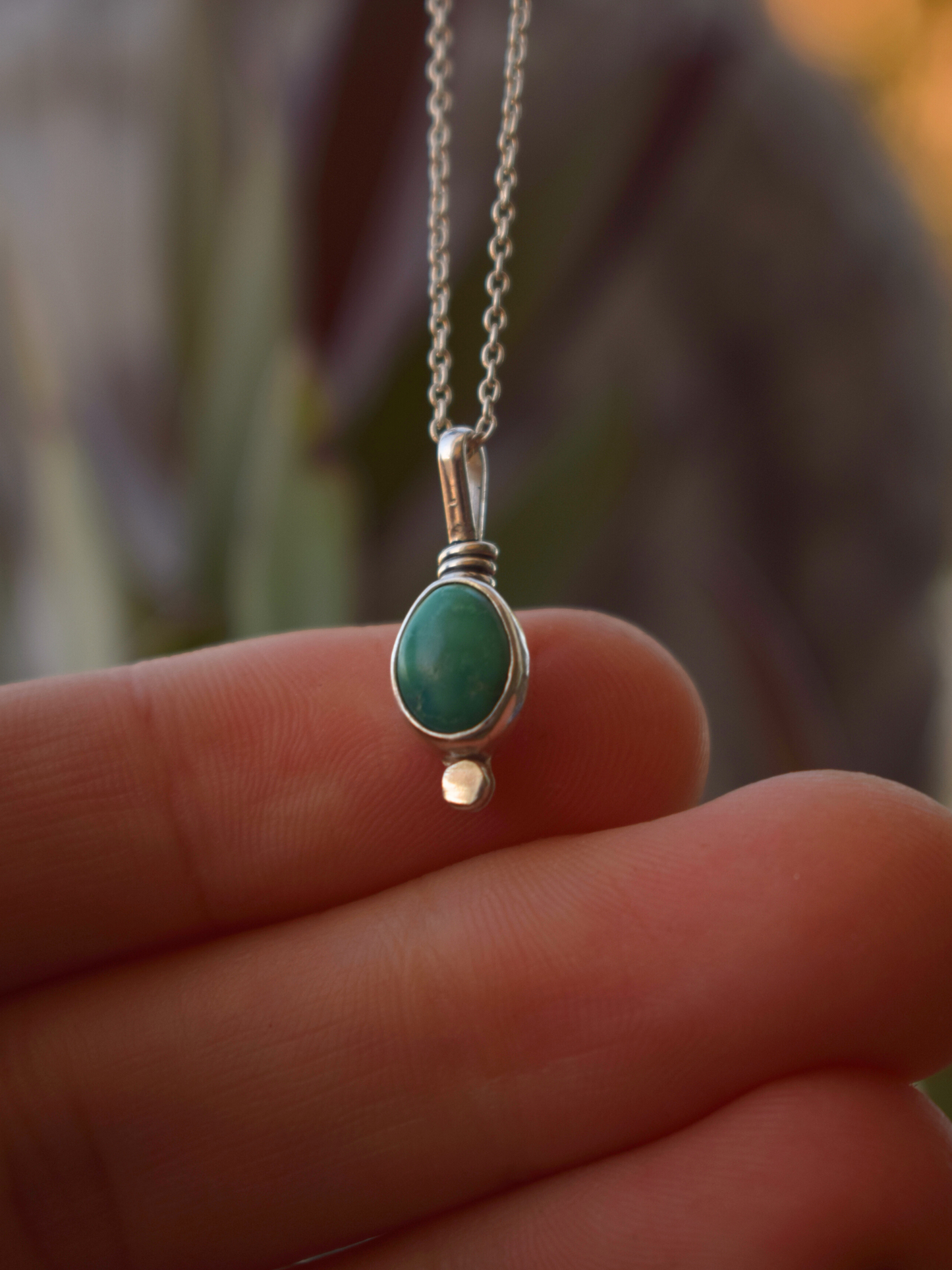 Lunar Drop 1 - Sterling Silver Turquoise Pendant