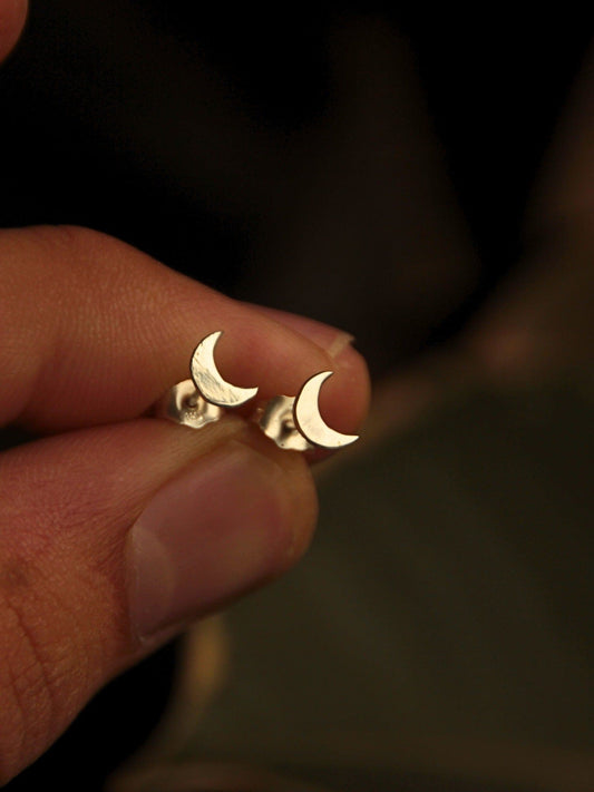 Silver Moon Stud Earrings - Beyond Earth