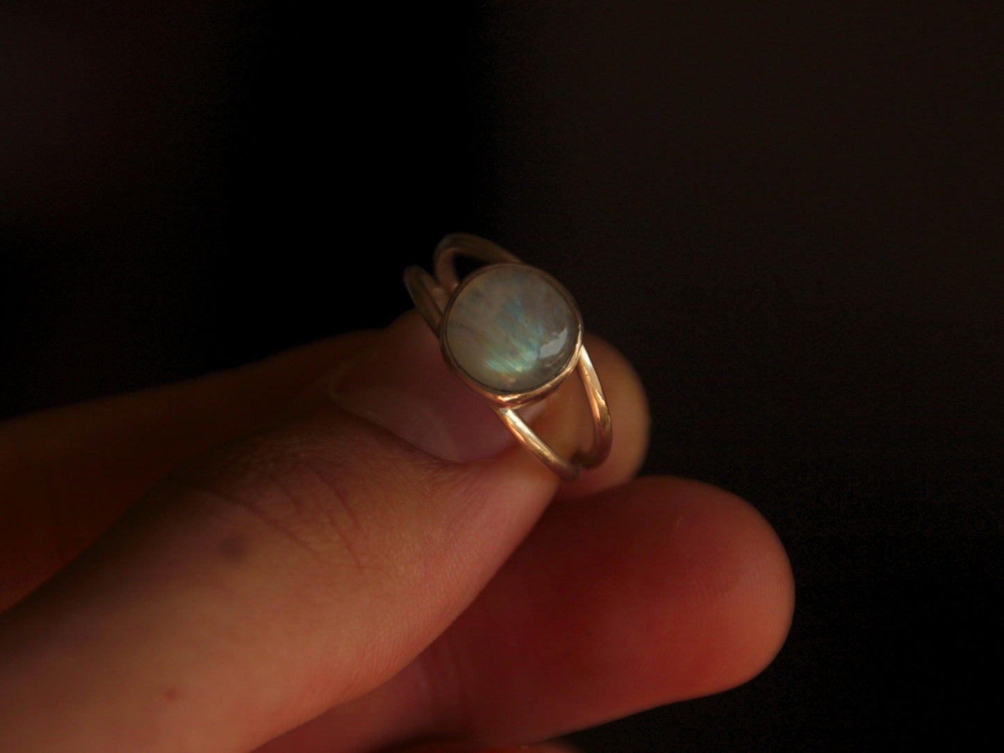 Rainbow Moonstone Ring Sterling Silver - Beyond Earth