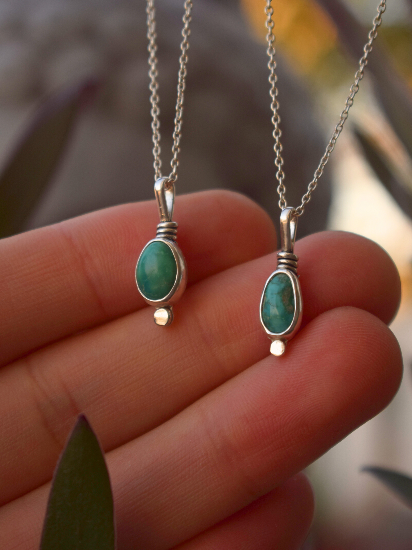 Lunar Drop 2 - Sterling Silver Turquoise Pendant