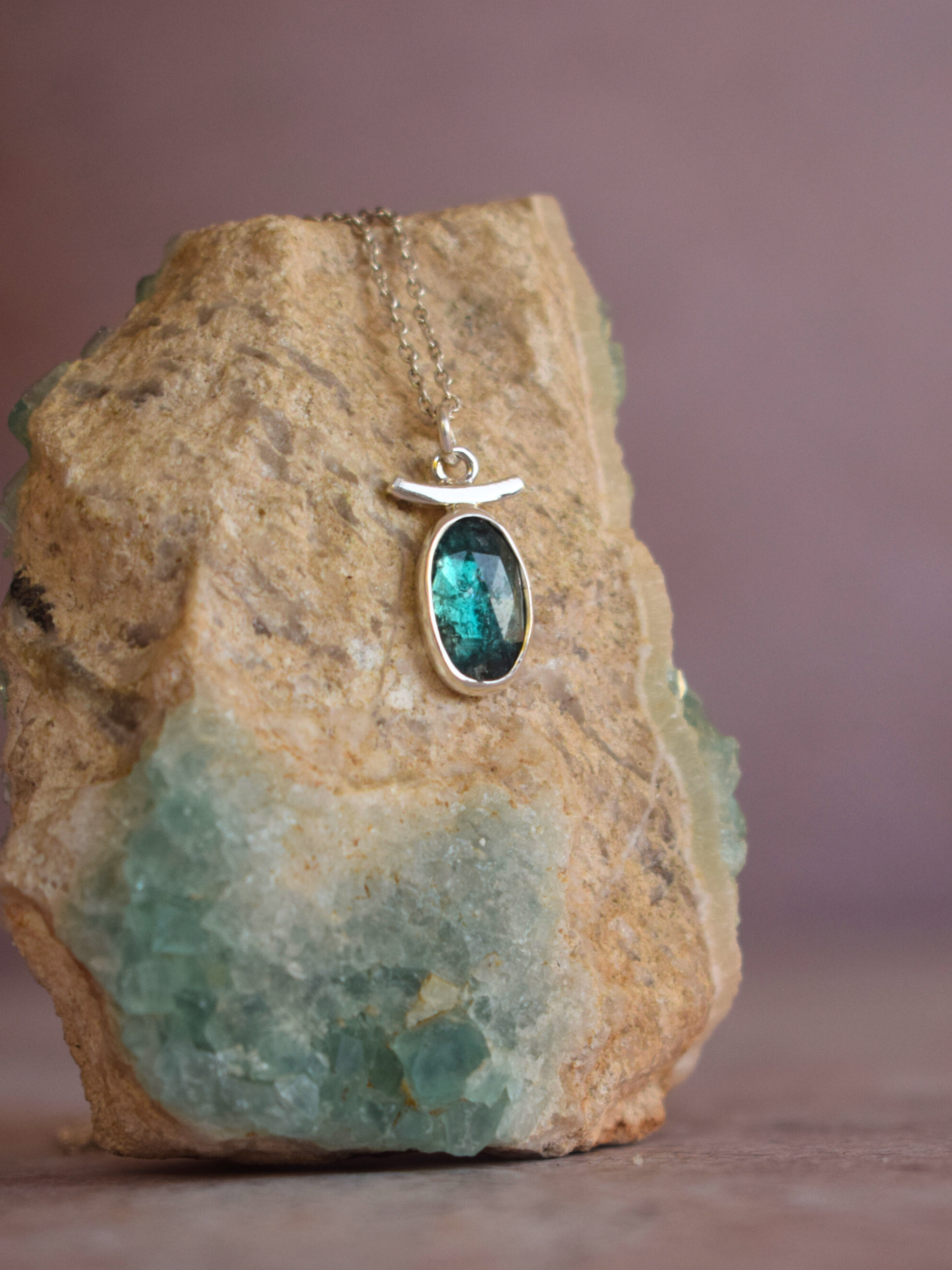 Haven Necklace I  - Emerald Green Kyanite