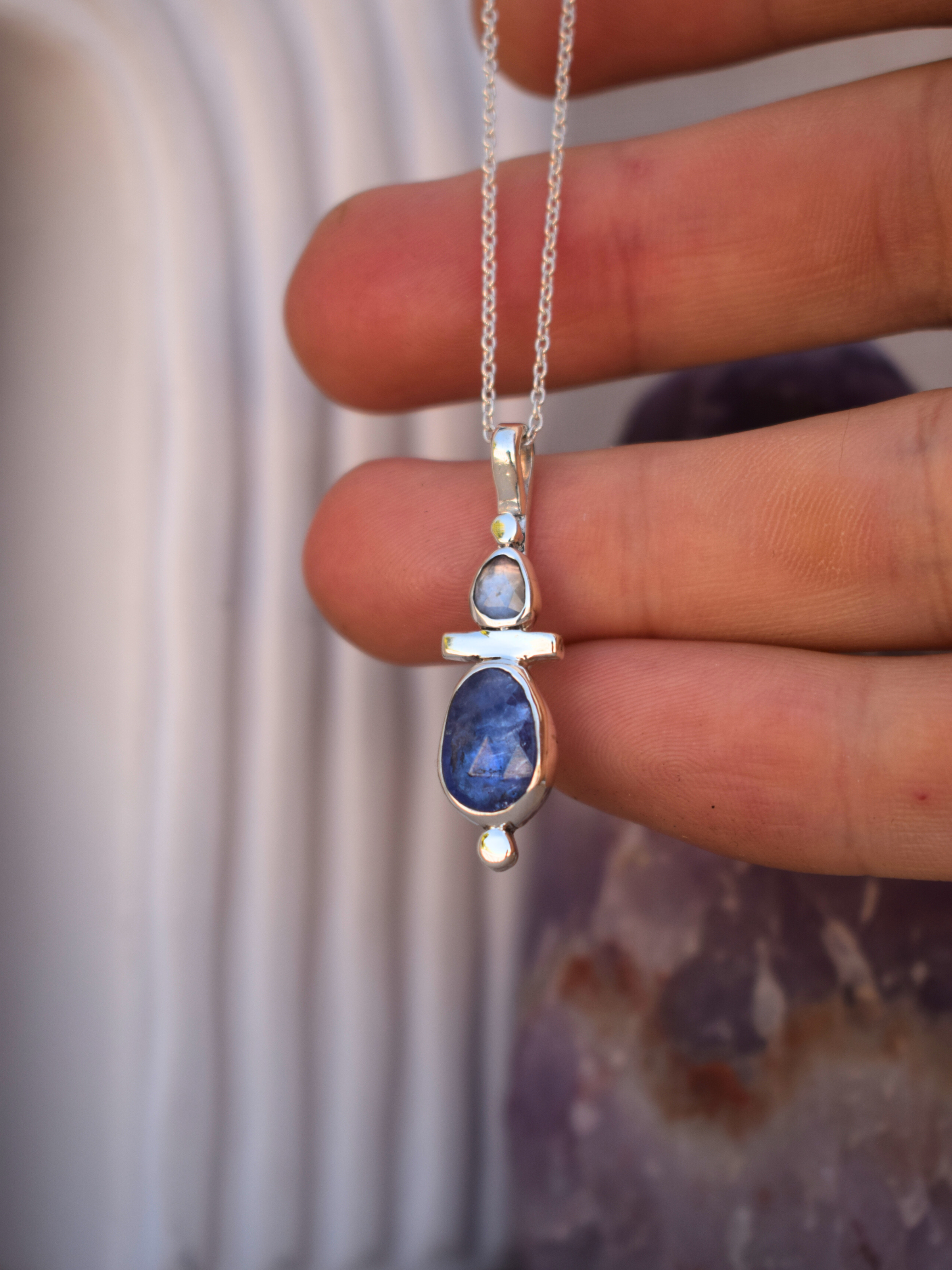 Duality Pendant - Tanzanite , Spinel