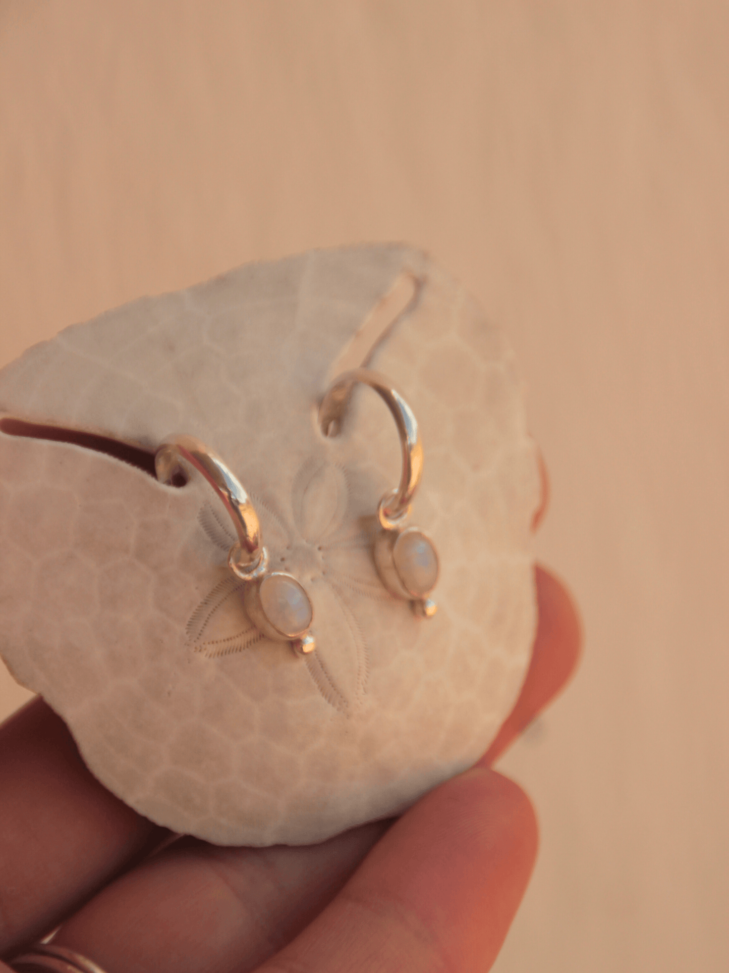 Hoops with Moonstone Charms