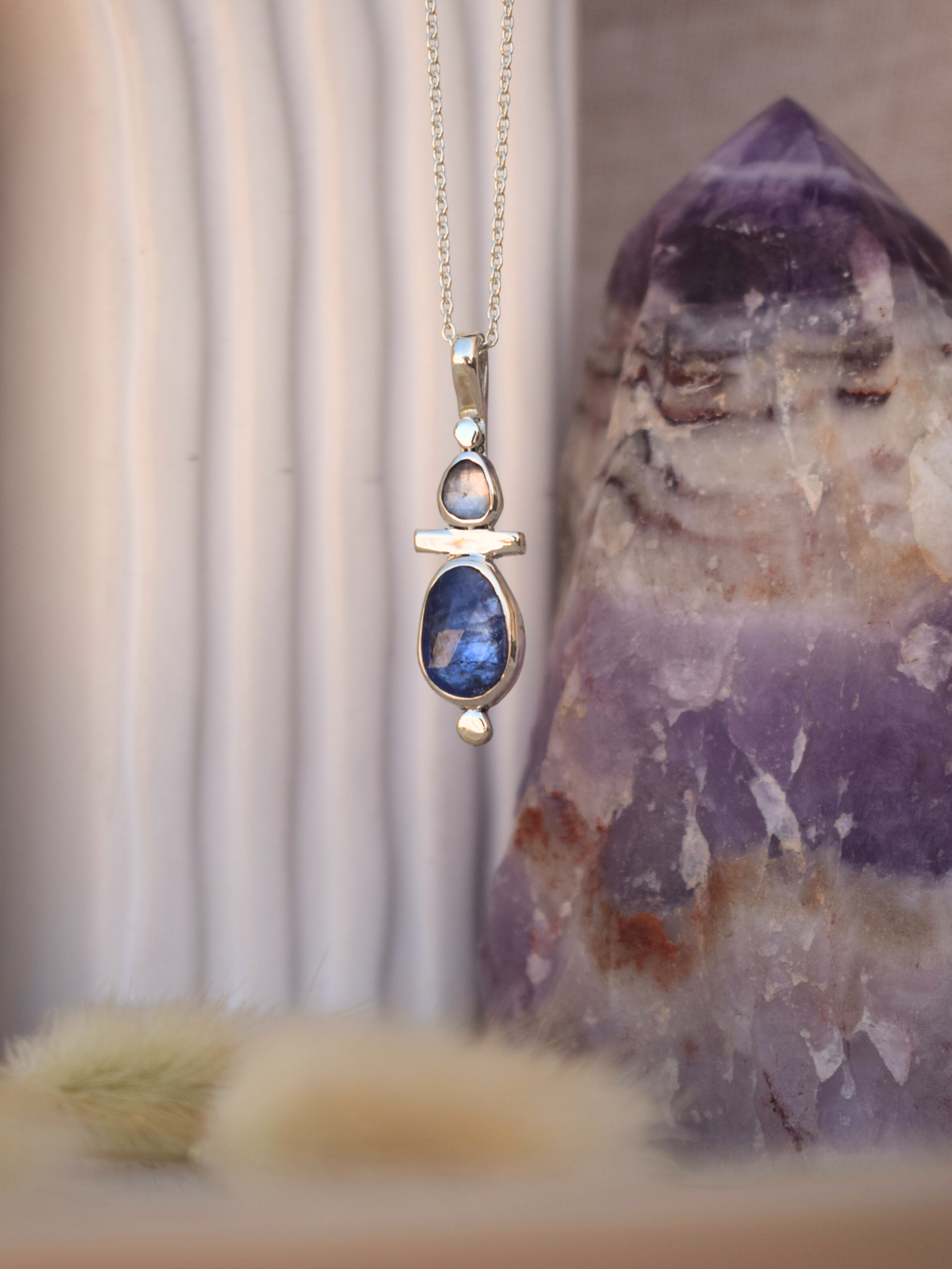 Duality Pendant - Tanzanite , Spinel