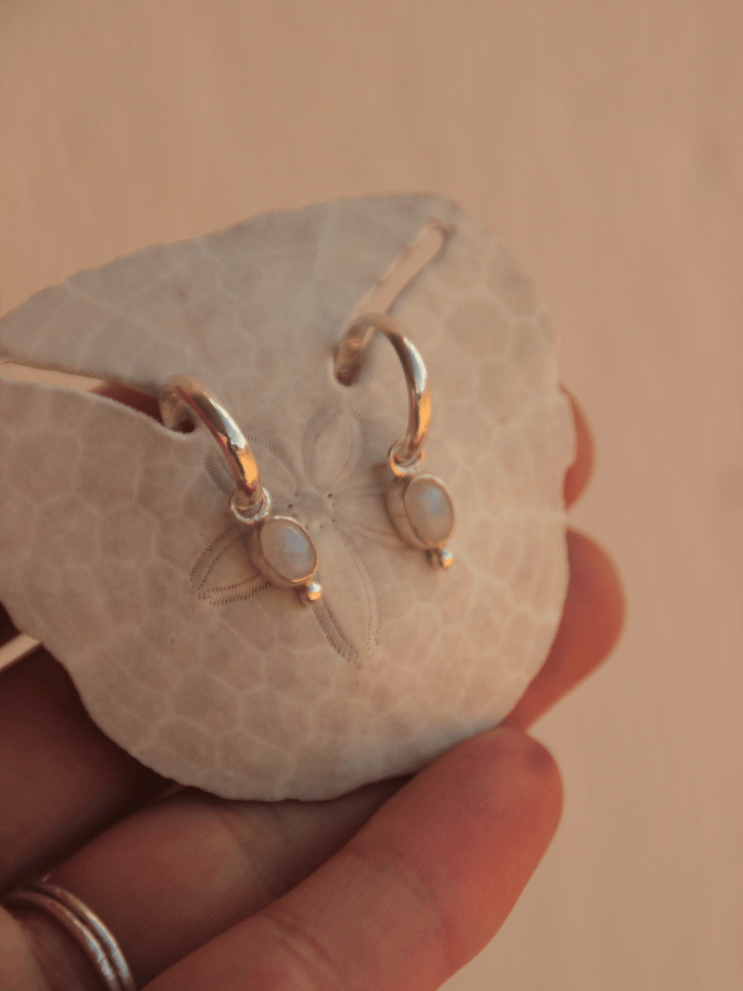 Hoops with Moonstone Charms