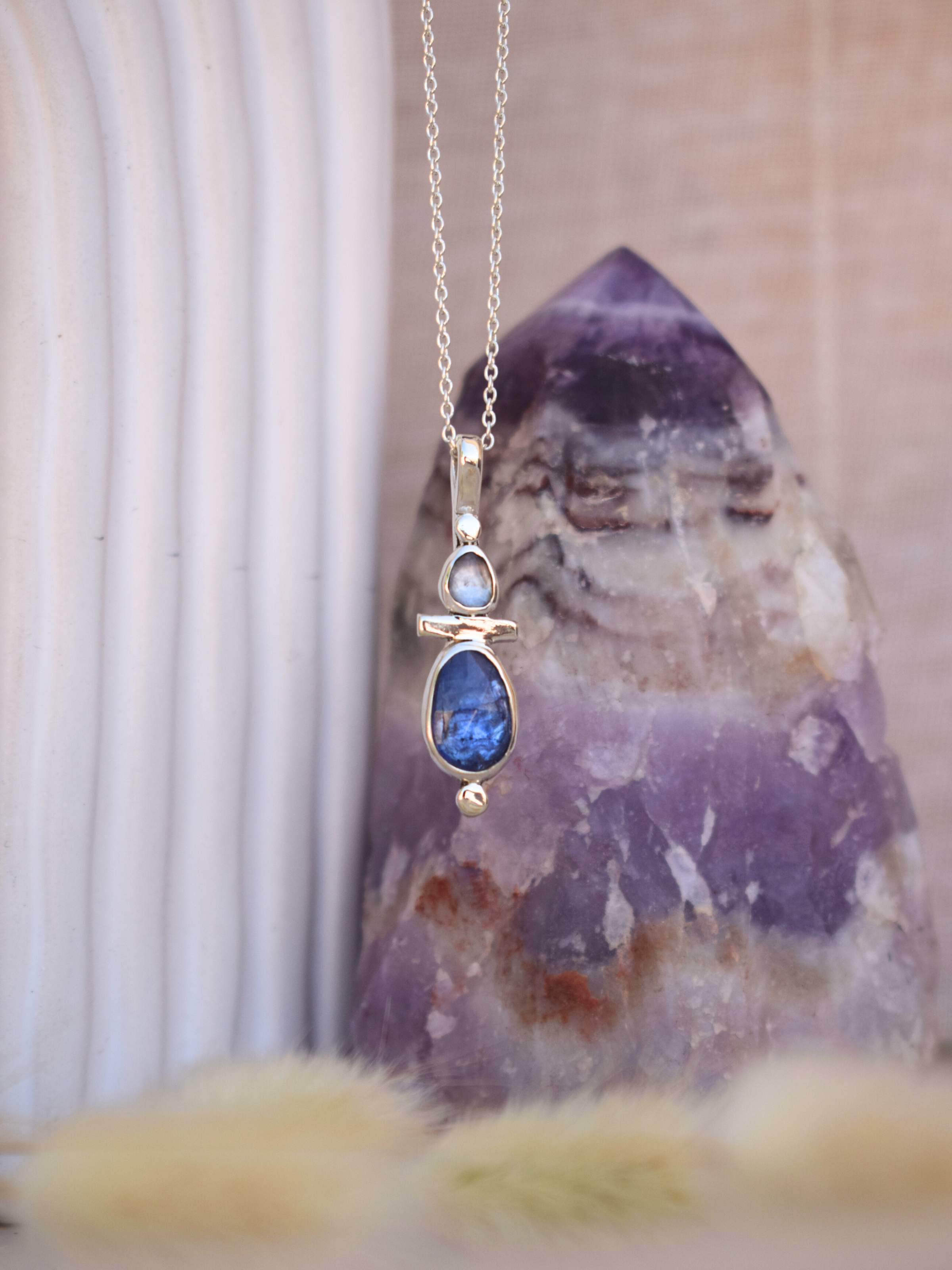 Duality Pendant - Tanzanite , Spinel