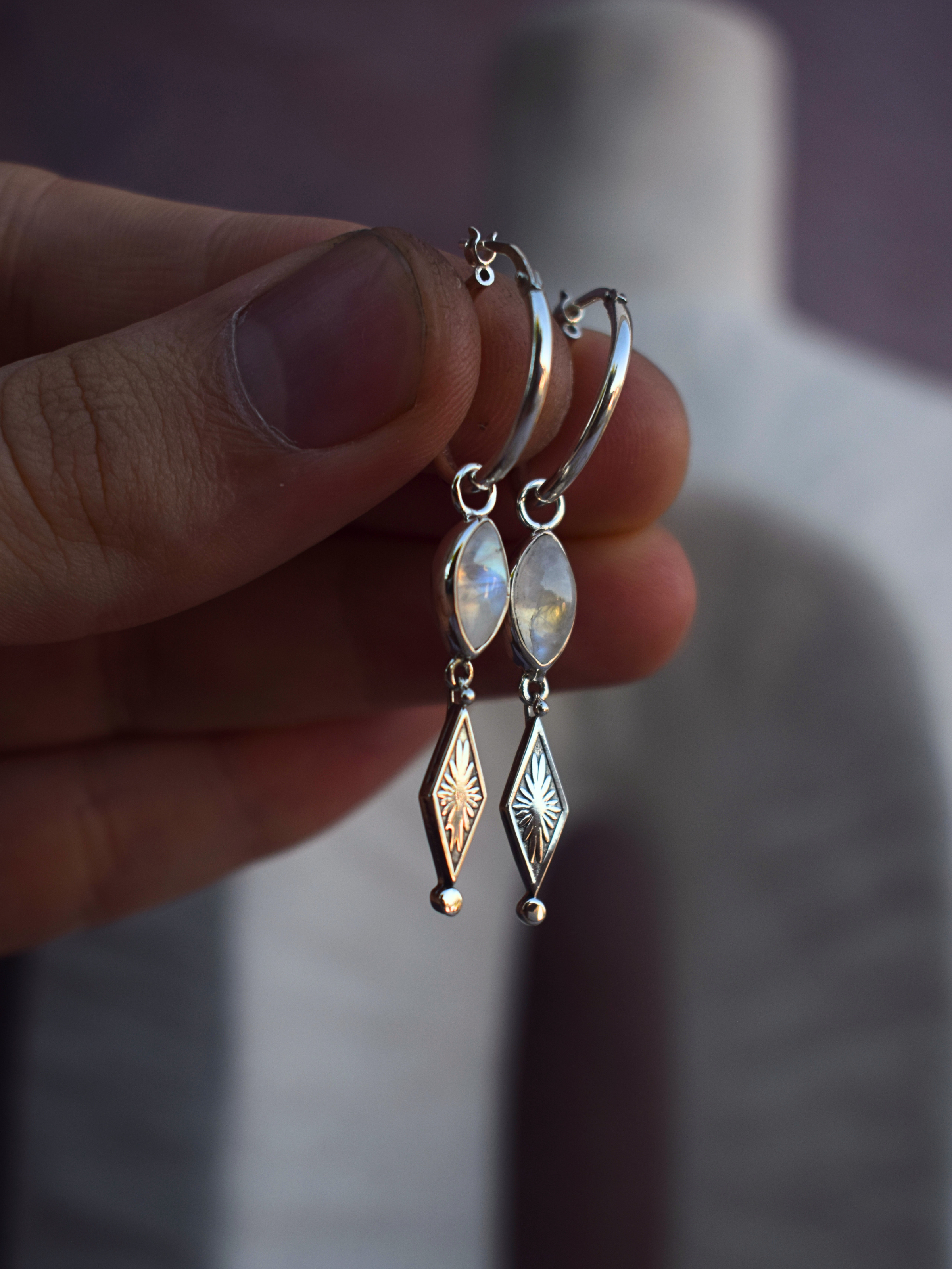 The Witness of Light Earrings — Moonstone