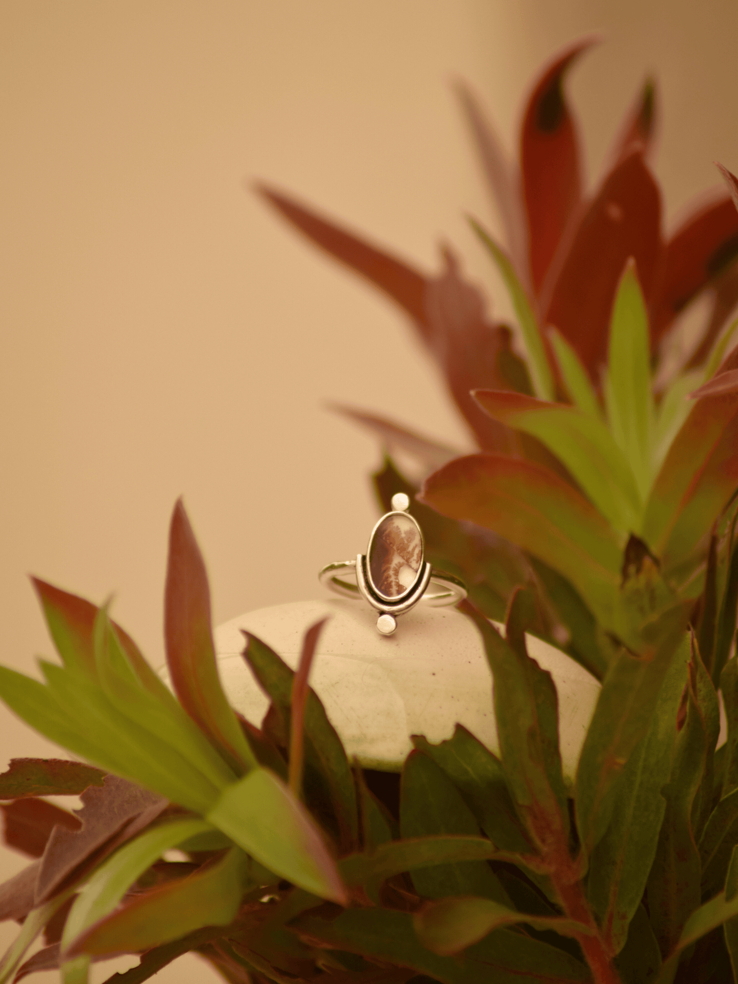 Gaia Ring - Dendritic Agate Sterling Silver Size: P 1/2